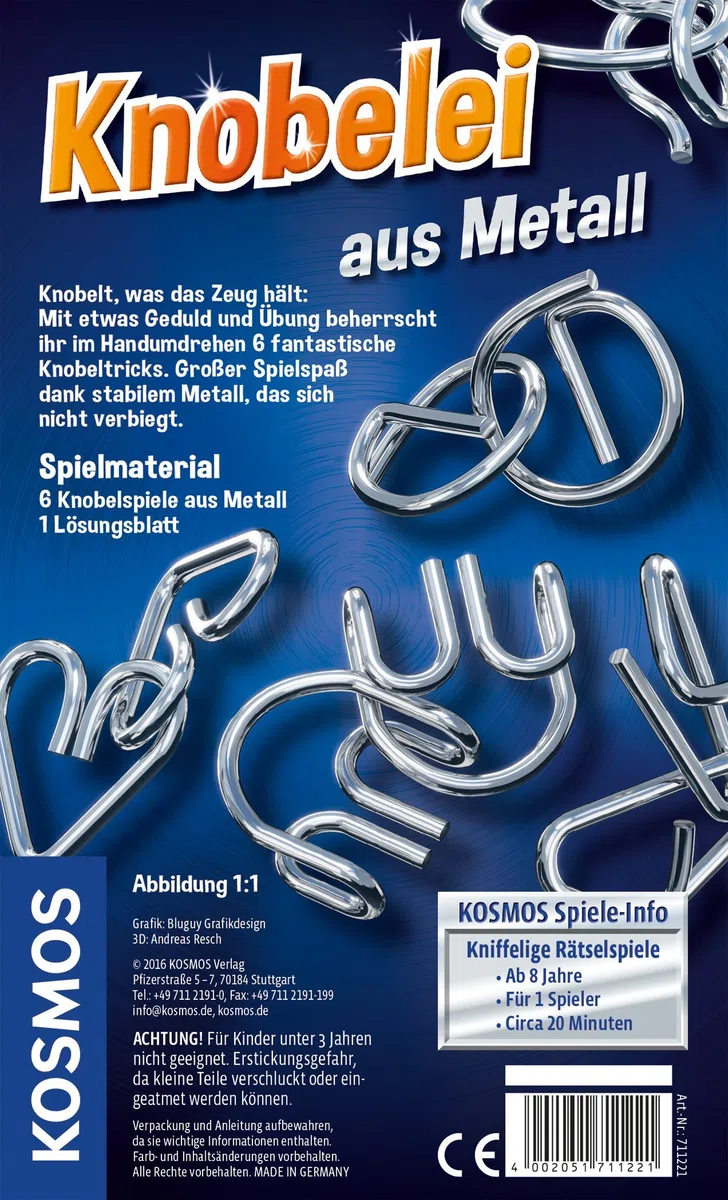 KOSMOS 711221 – puzzle z metalu, zabawne gry zagadki i ekscytujące tricki, gra na prezent