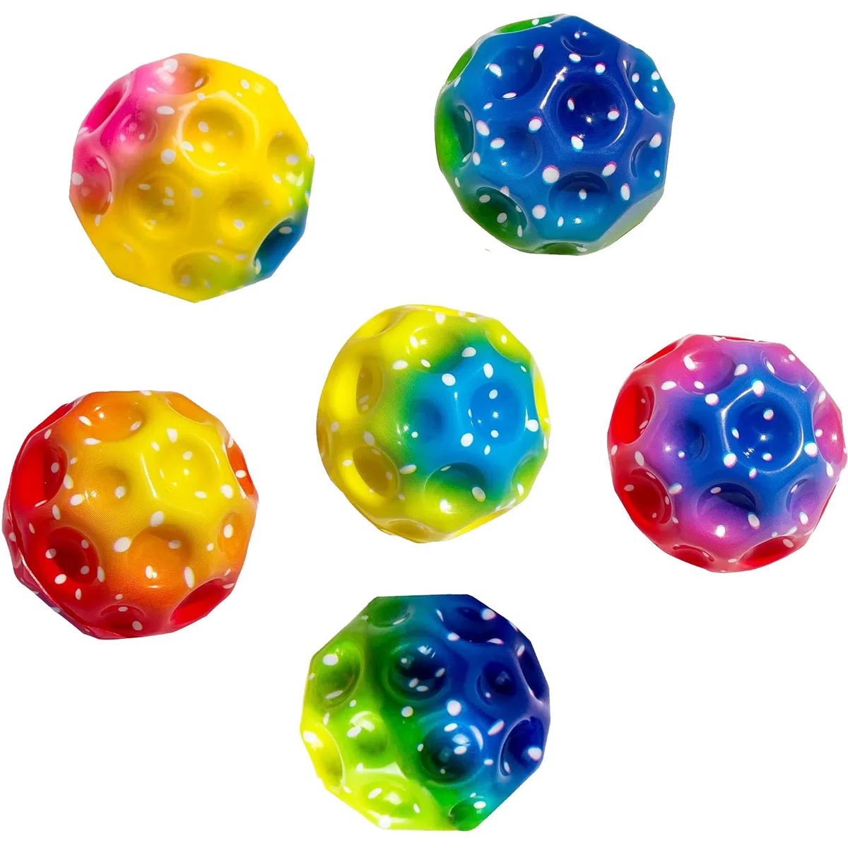 TZEKING 6 sztuk moon Ball, 7 cm wysokości, sprężyste piłki gumowe, podskakujące piłki w 6 kolorach, łatwe do uchwycenia, prezenty dla chłopców i dziewczynek, odpowiednie dla dorosłych do redukcji