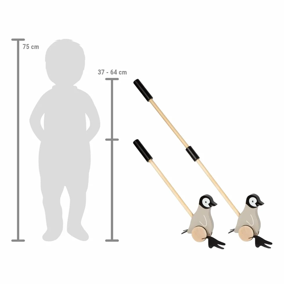 small foot Push-Along Penguin, drewno, pomaga w nauce chodzenia, pomoc w chodzeniu dla dzieci w wieku od 18 miesięcy, 12494
