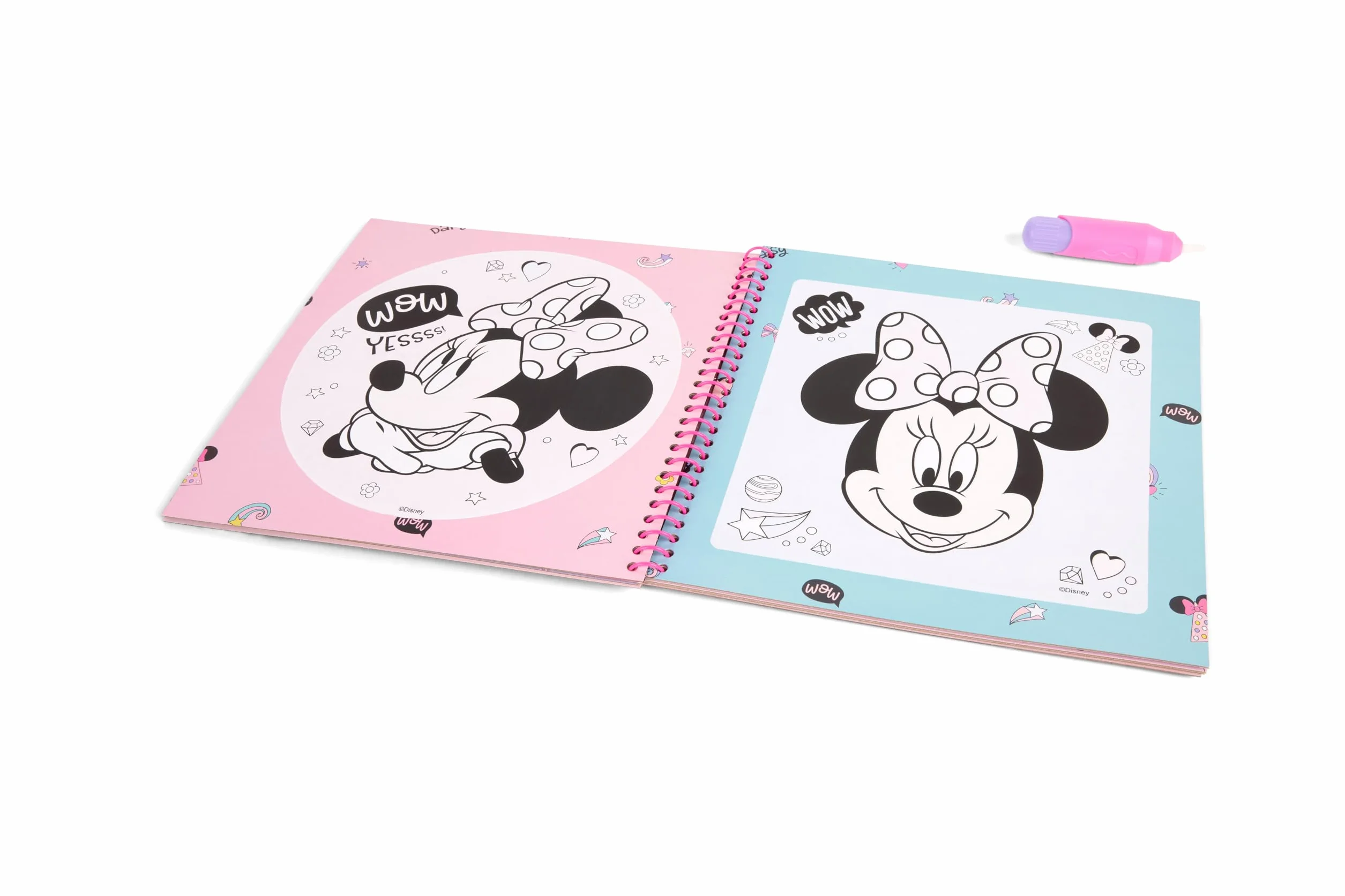 Disney Minnie Mouse kolorowanka z wodą, kolorowanka wodna wielokrotnego użytku dla dzieci od 3 lat, z długopisem wodnym do ponownego napełnienia, 12 stron do pokolorowania, prezent z Myszką Minnie i