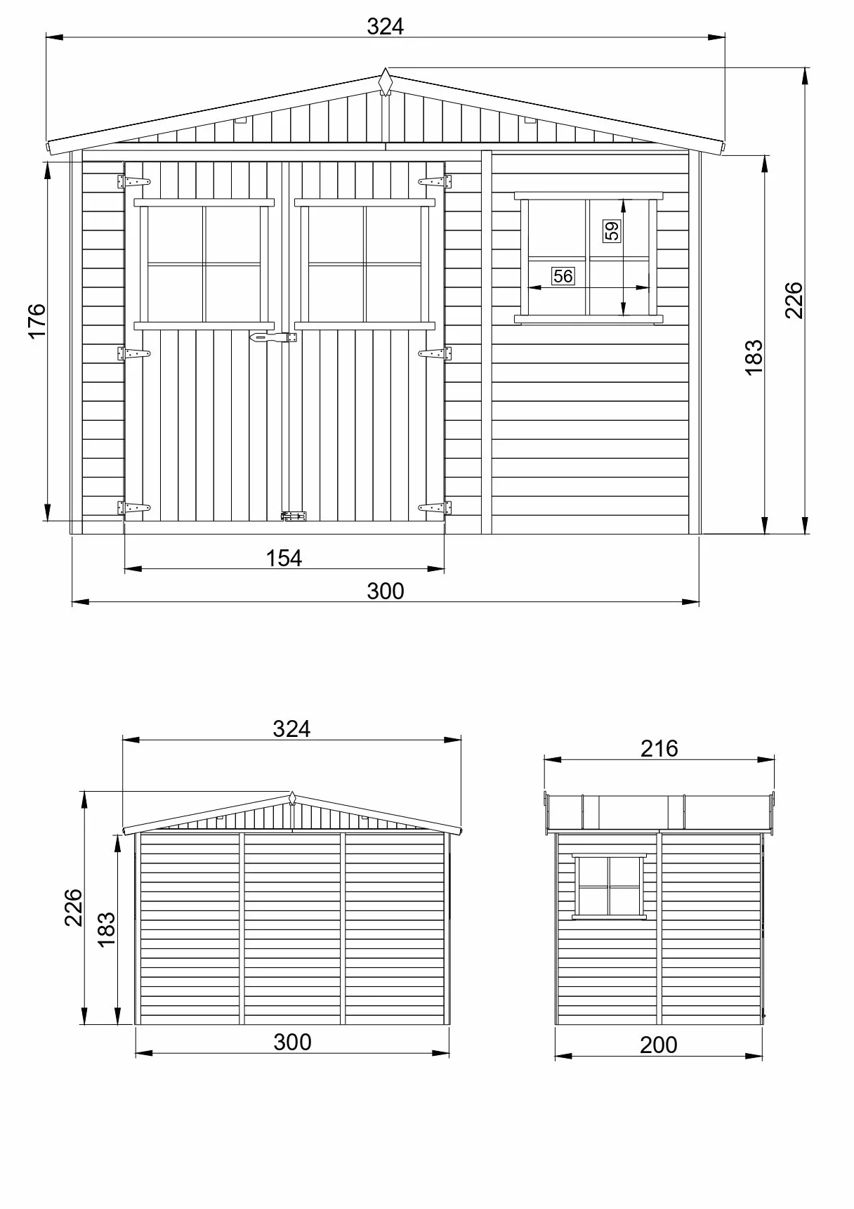TIMBELA M334 Drewniana szopa ogrodowa 226x318x220 cm 6 m² naturalne drewno z oknami