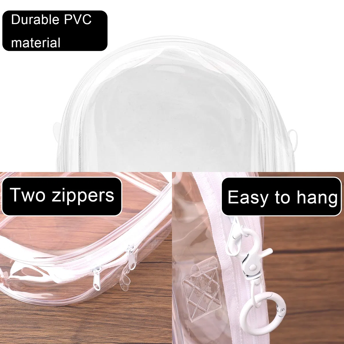 Przezroczysta Gablota na Figurki, Etui Ochronne Pluszową Lalkę Torba Przechowywania Uchwyt Przenośna Torba z PVC Ramię Pokrowiec Lalkę z Brelokiem na Akcesoria Lalek 15cm/17cm (Biały)
