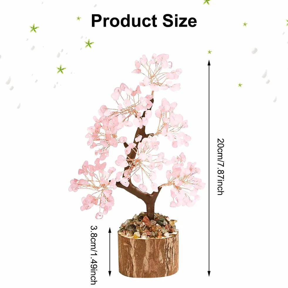 Kryształowe drzewo z różowego kwarcu, siedem czakr, naturalne leczenie, Reiki, kryształ bonsai, drzewo pieniężne, dekoracja drzewka