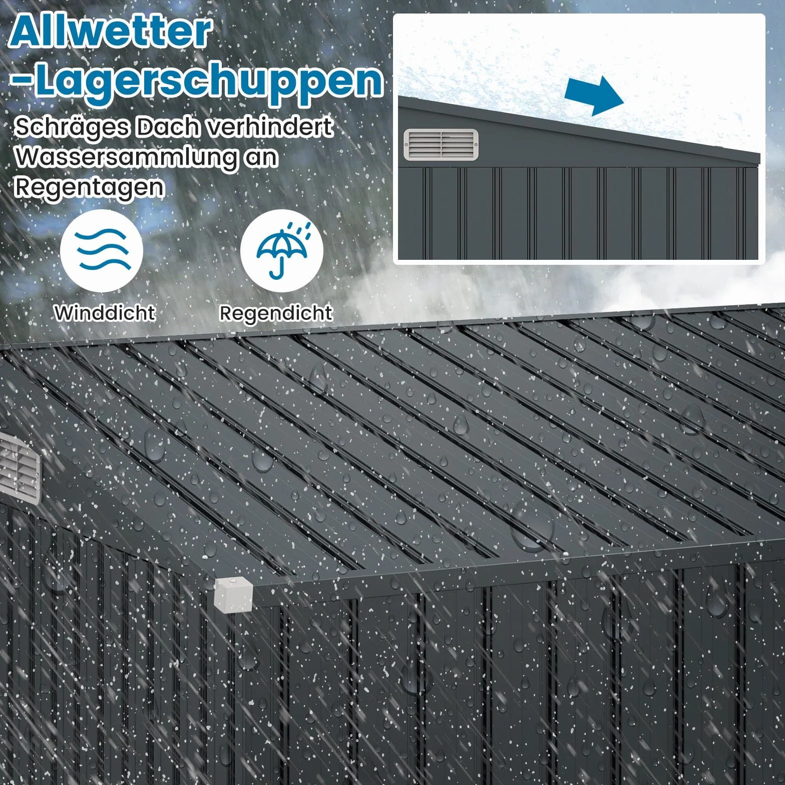 COSTWAY Domek ogrodowy metalowy 235x117x185 cm szopa na narzędzia zamykana na klucz