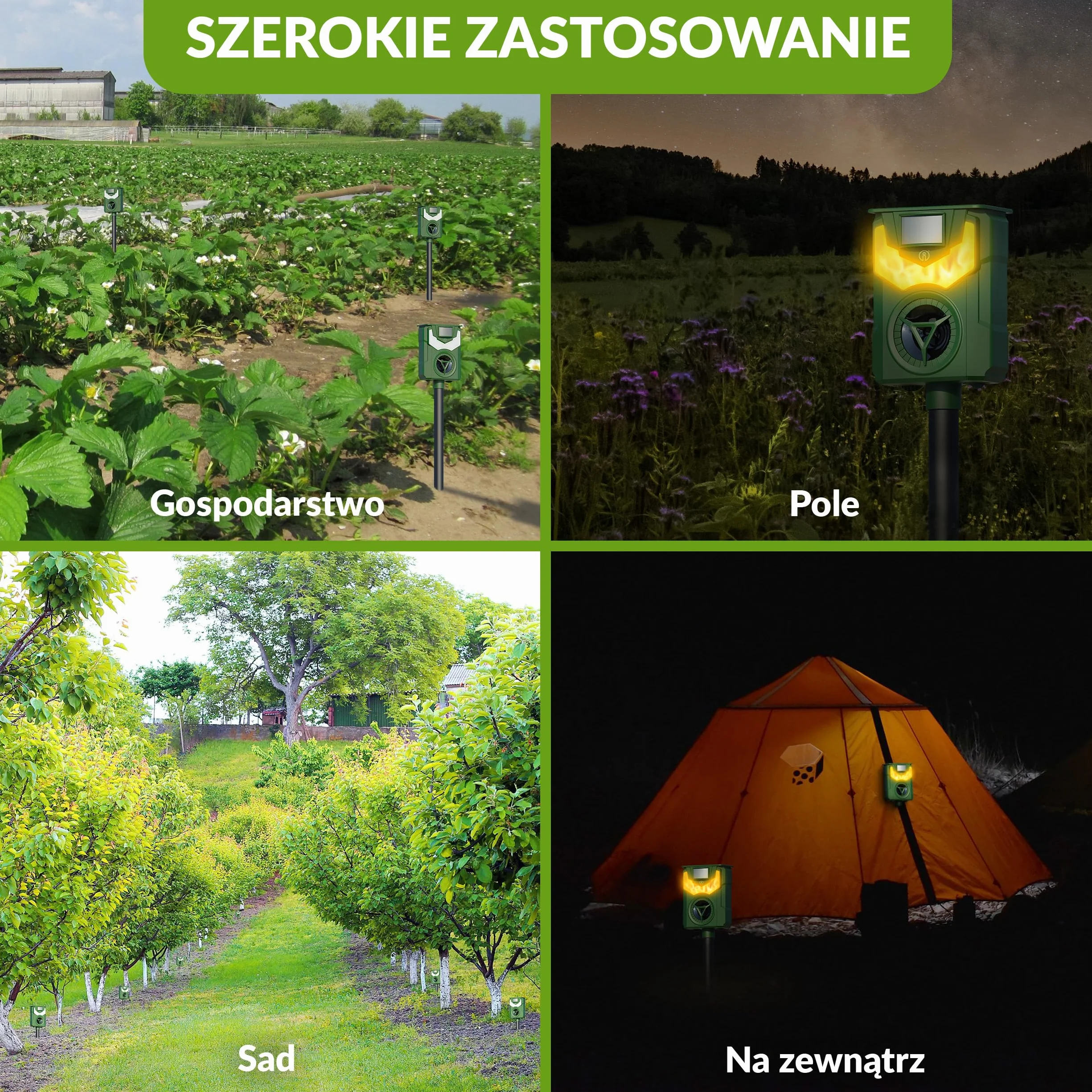 ISOTRONIC Solarny odstraszacz zwierząt z częstotliwością i światłem płomienia