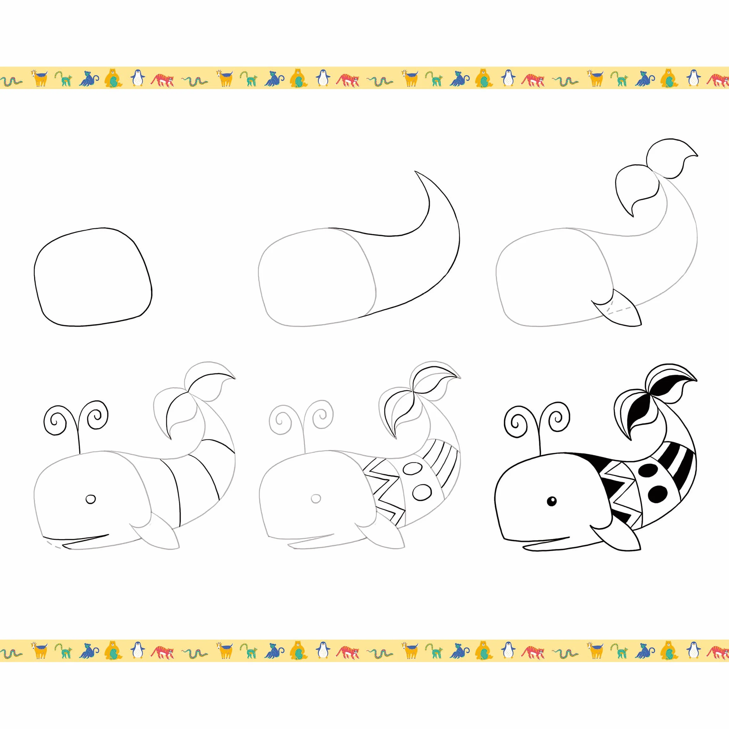 Janod - Step by Step Drawing - Nauka rysowania - 20 modeli zwierzęcych - zestaw do rysowania dla dzieci - nauka rysowania i koncentracji - od 6 lat - J09155