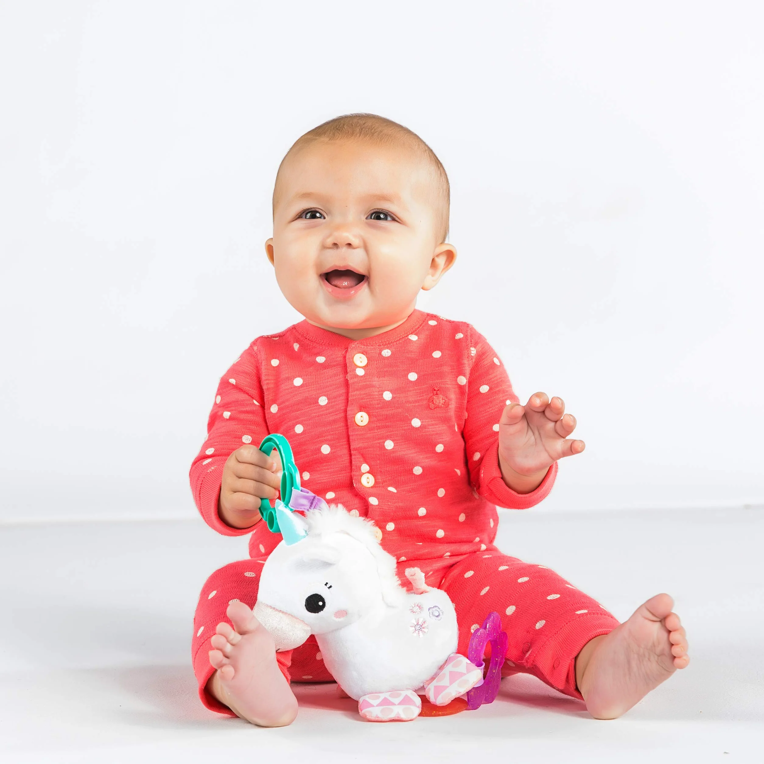 Bright Starts Jednorożec Sparkle & Shine Pluszowa zabawka do wózka lub nosidełka, wiek 0 miesięcy +, różowy