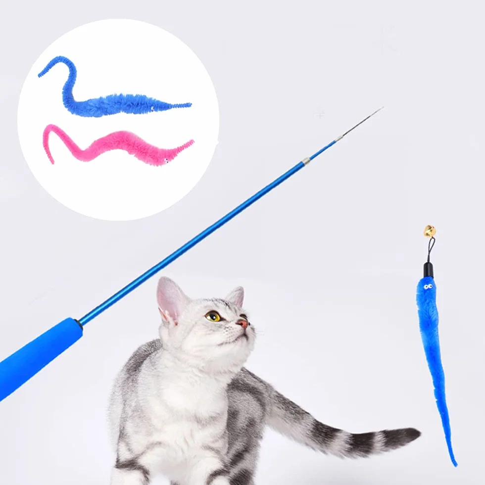Robak na sznurku Wiggly Magic Twisty Toys Kolorowe rozmyte robaki dla dzieci i kota