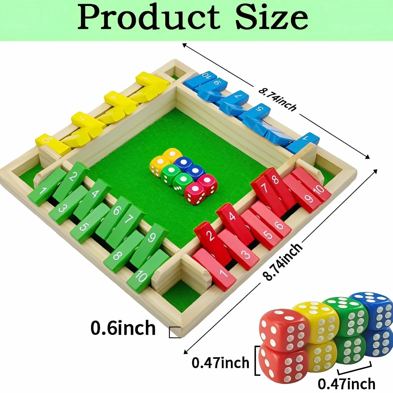 Shut the Box 2-4 gracze gry planszowe, drewniana gra planszowa z 8 kośćmi, gra w kości w pudełku, gry matematyczne, dla dorosłych dzieci, klasa rodzinna lub bar