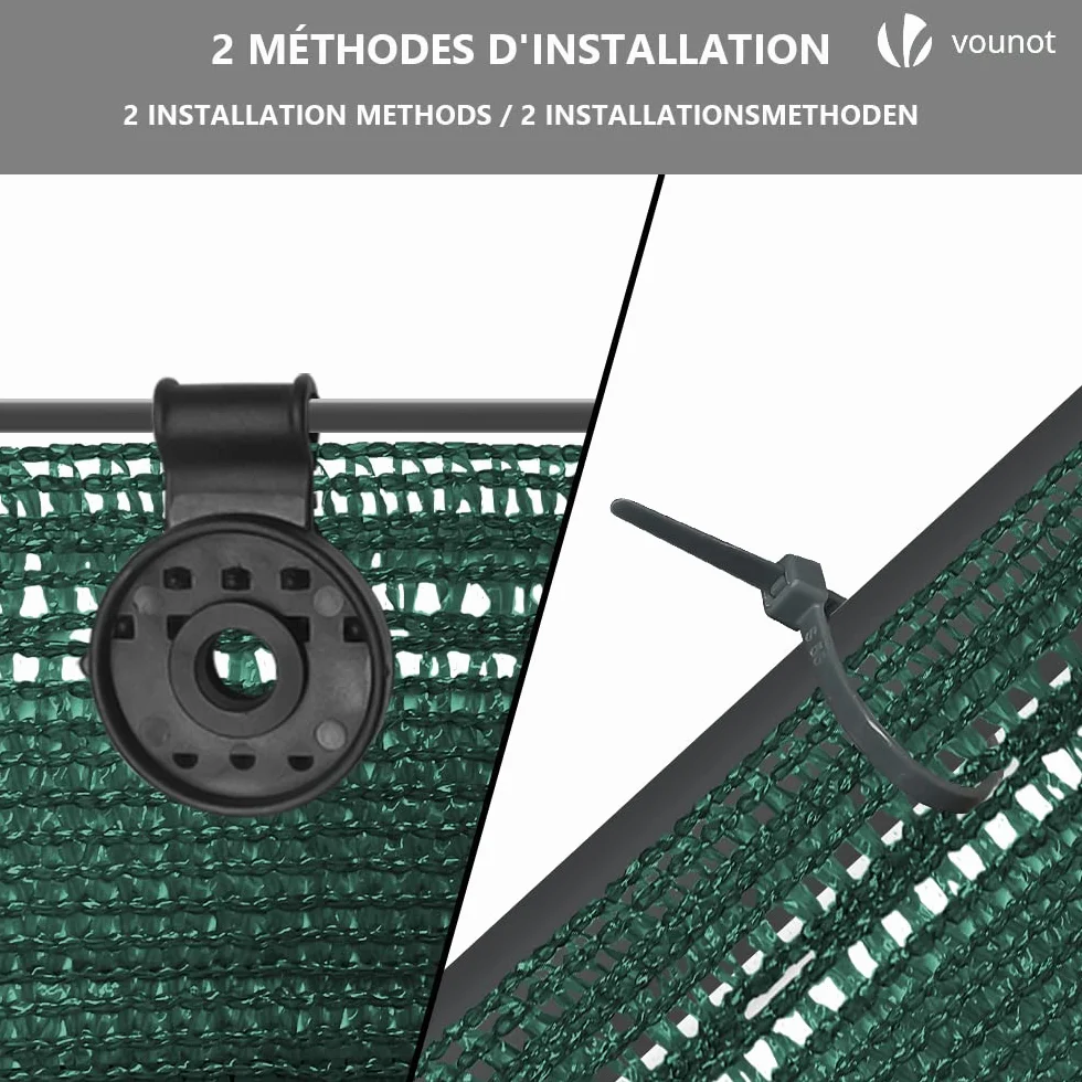 VOUNOT Siatka maskująca HDPE 1,5x10 m 150 g/m² 85% zacienienia odporna na UV zielona