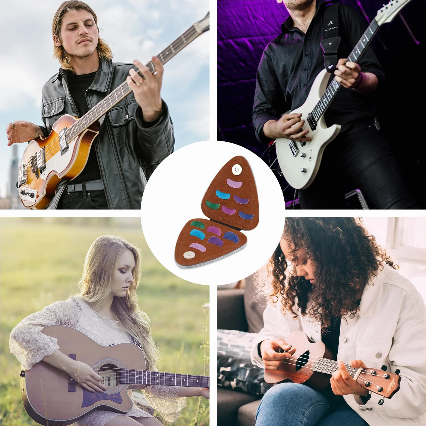 Pudełko na Kostki do Gitary do Przechowywania 12 Kostek do Gitary Pokrowiec na Kostki do Gitary Organizer na Kostki do Gitary Etui na Plektron Gitarowy do Gitar Elektrycznych (Tylko Pudełko)