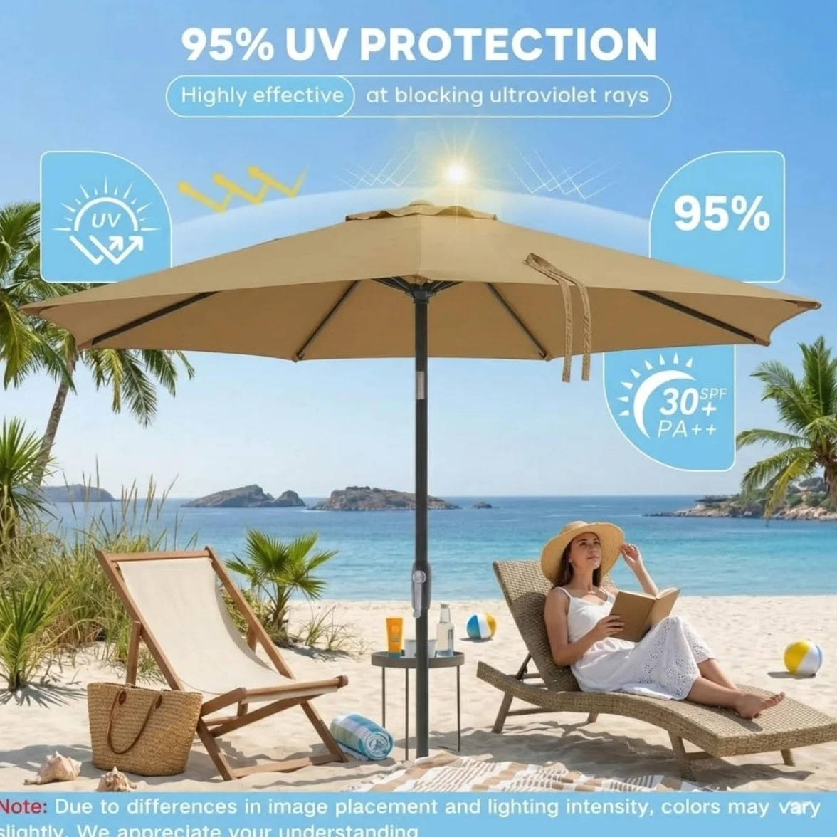 Wymienne Poszycie Parasola Wodoodporny Ochrona UV 8 Żeber Gruba Tkanina Parasol Przeciwsłoneczny Ogrodowy Patio