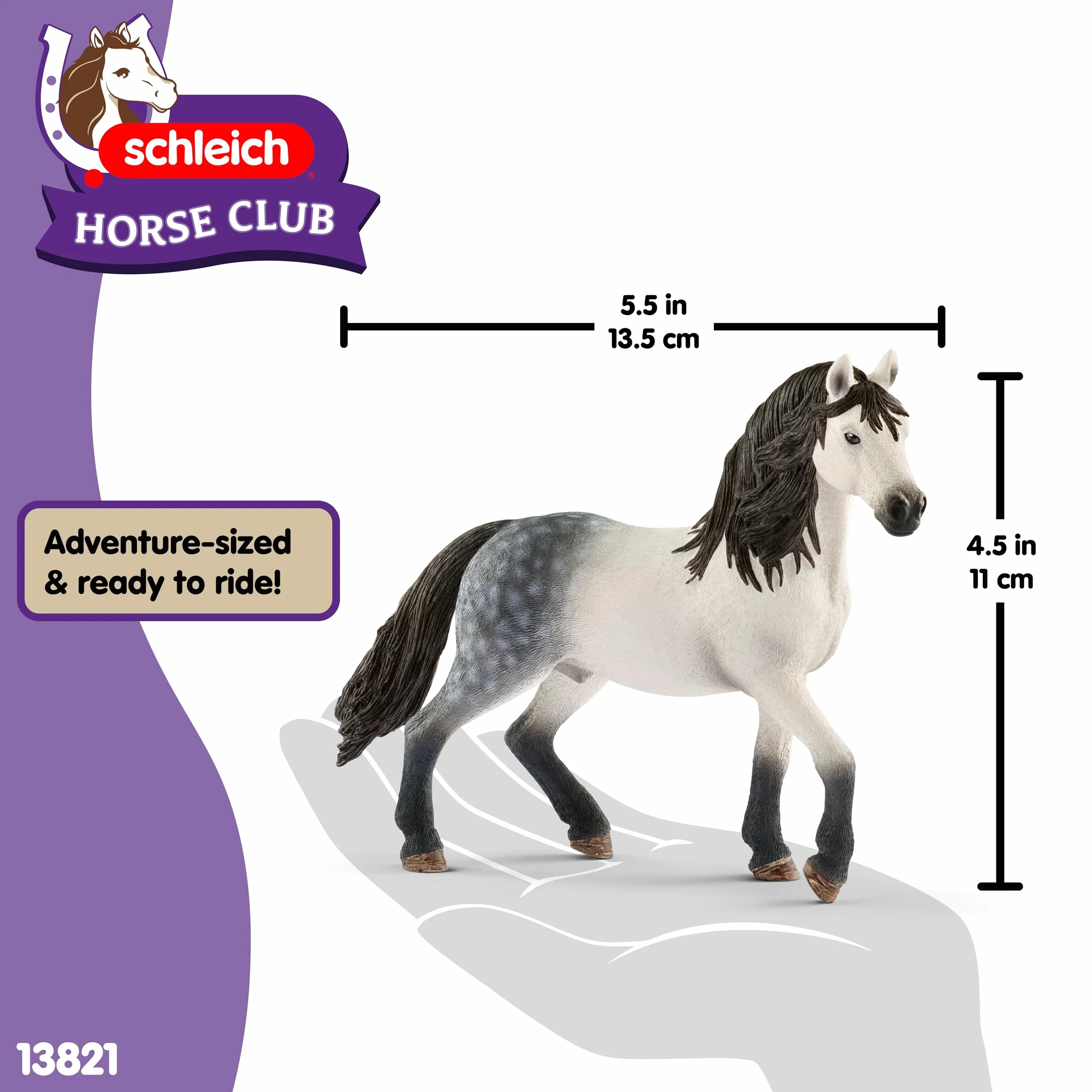 schleich HORSE CLUB | Ogier andaluzyjski 13821 | realistyczny koń schleich | idealny prezent dla dziewczynek i chłopców | zabawka z koniem schleich dla dzieci od 5 lat | 14 x 4 x 11 cm