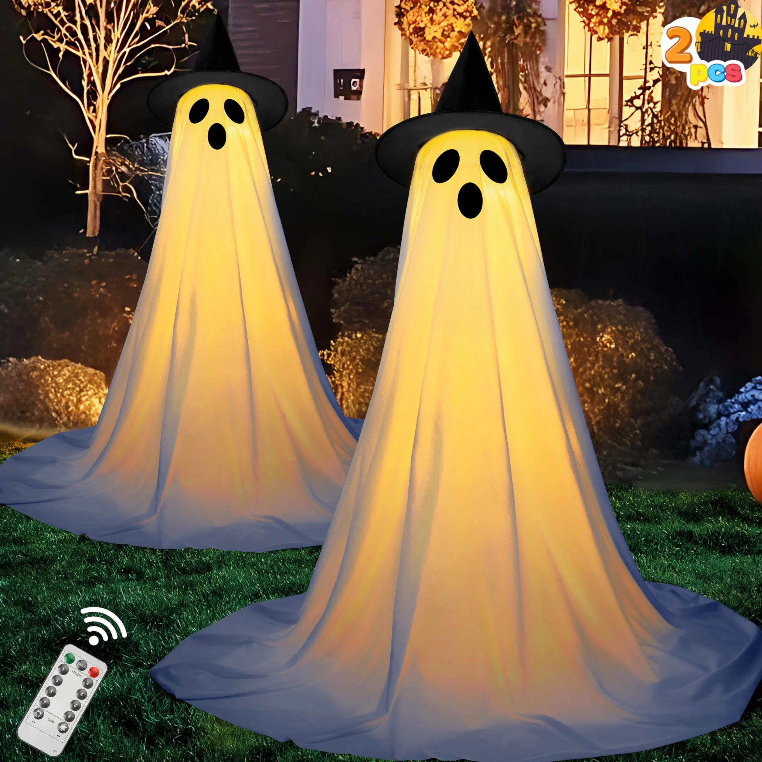 JOYIN dekoracje halloweenowe na zewnątrz stojący duch 119 cm 2 opakowania