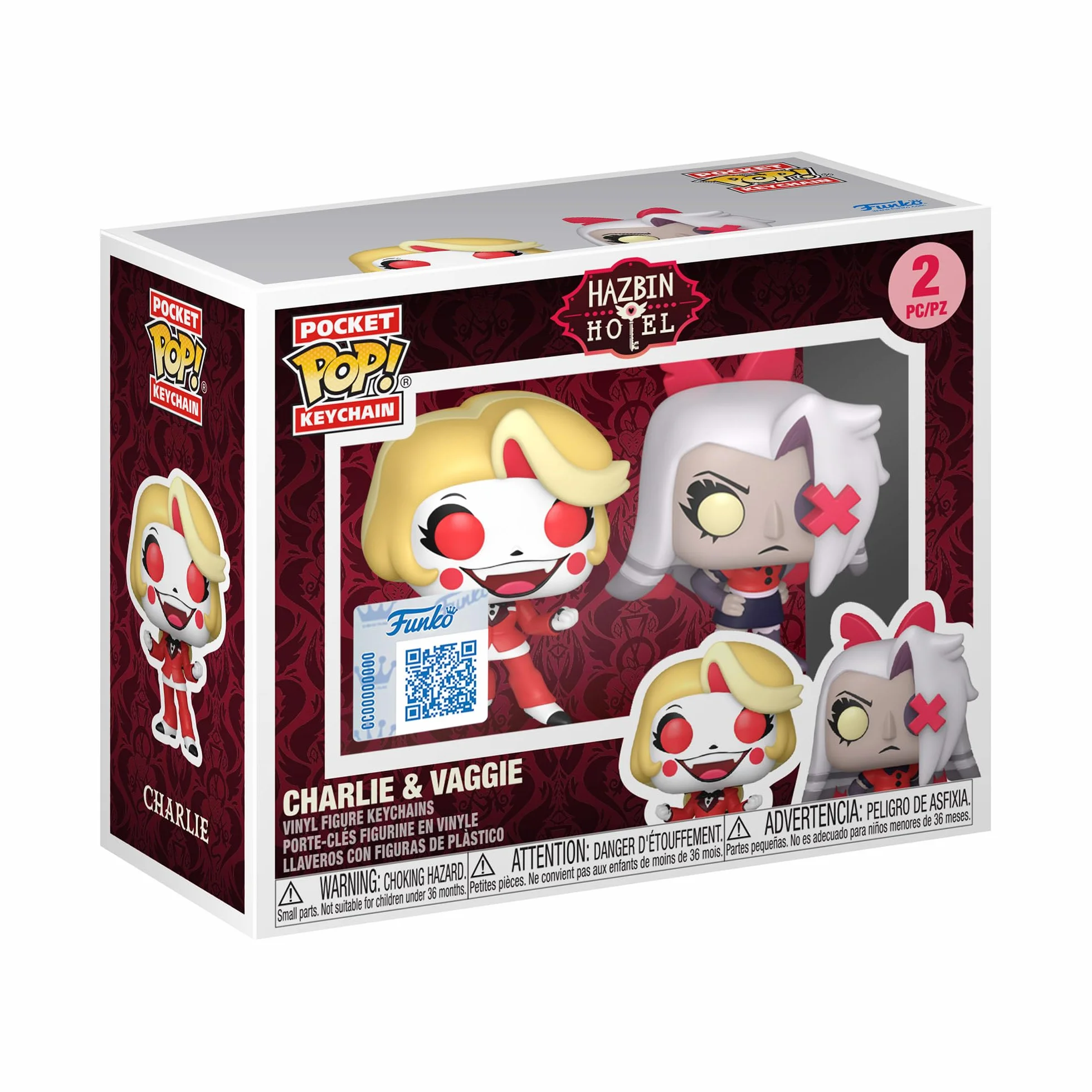 Funko POP! Brelok do kluczy: Hazbin Hotel - Charlie & Vaggie - 2 sztuki - Oryginalny brelok do kluczy - Mini Figurka kolekcjonerska - Prezent do pończoch - Pomysł na prezent - Oficjalny produkt