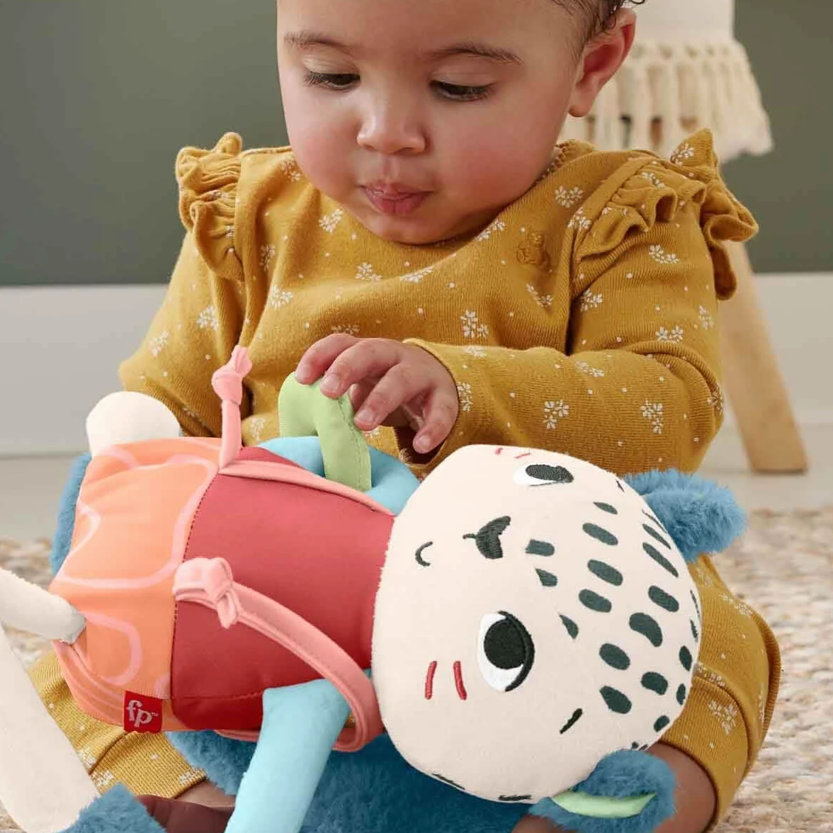 Fisher-Price Planet Friends Pantera przytulanka Sensoryczna zabawka dla noworodków od 3 miesiąca życia, HKD64