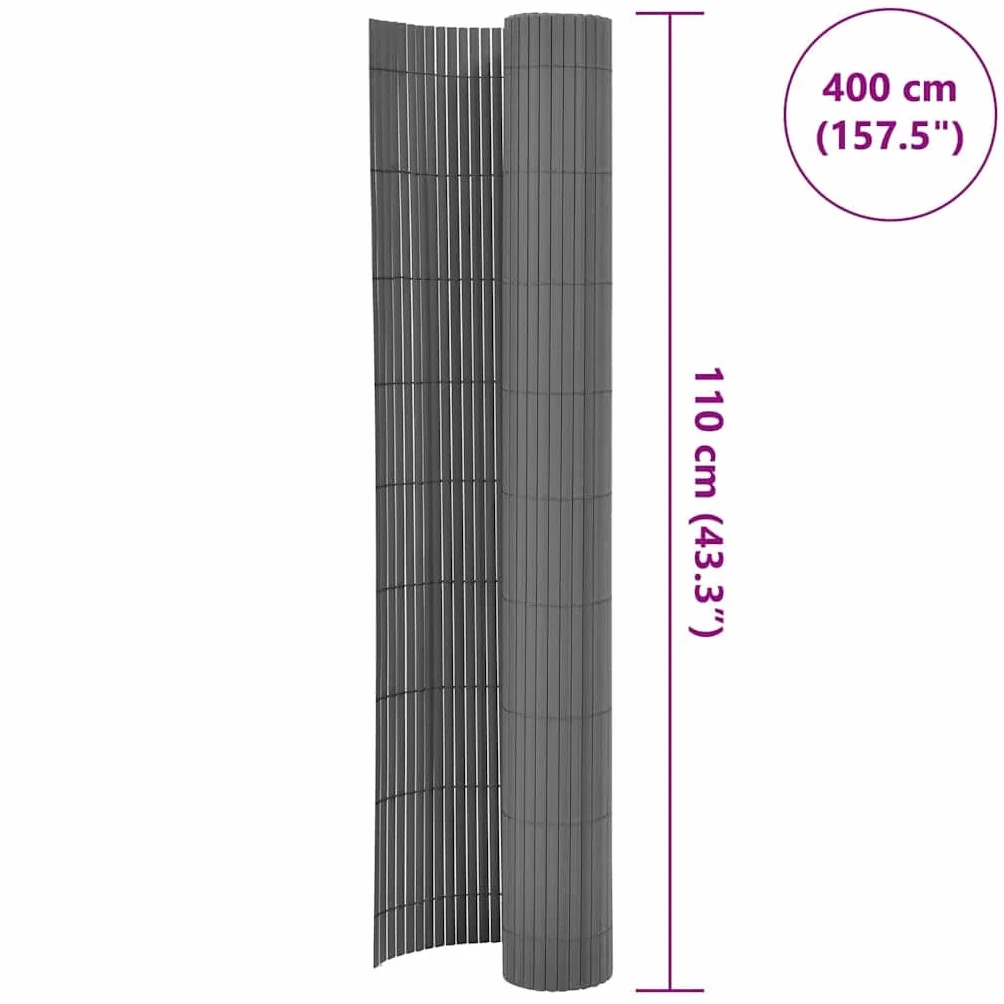 vidaXL Panel ogrodzeniowy dwustronny 110x400 cm szary PVC