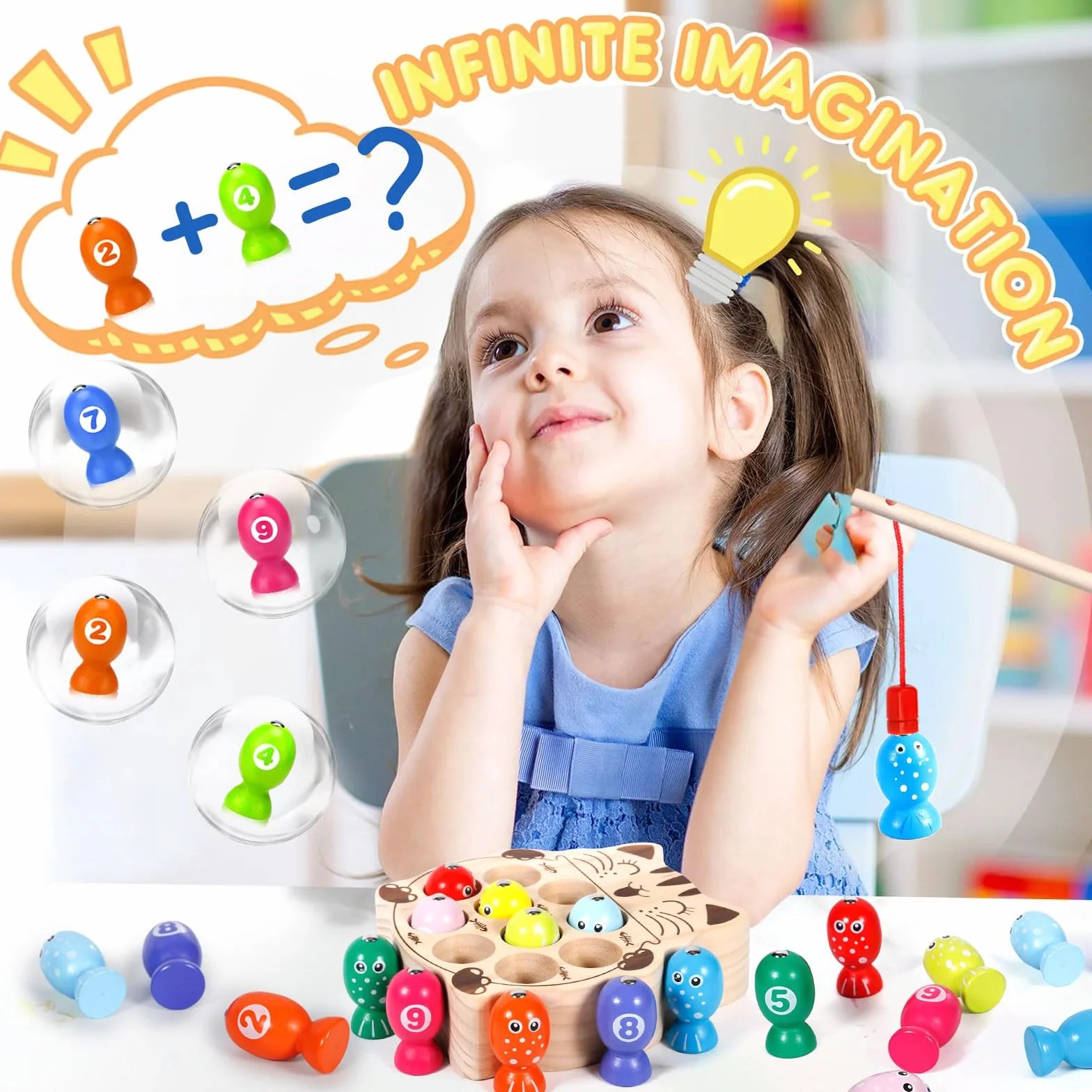 gra wędkarska dla dzieci, zabawki Montessori 2 lata, gry edukacyjne dla dzieci, drewniane zabawki dla dzieci, prezent dla dzieci 2 3 4 5 lat