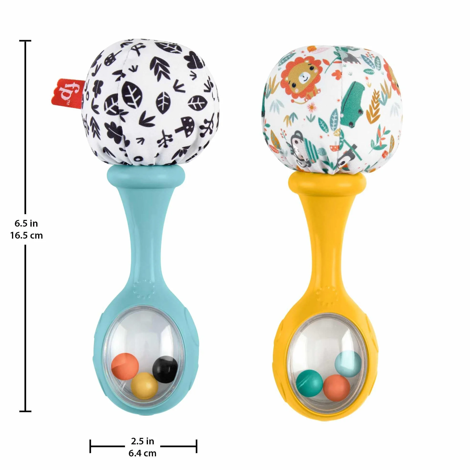 Fisher-Price Grzechoczące marakasy Sensoryczna grzechotka dla niemowląt od 3 miesiąca życia, HMF34 wielokolorowa