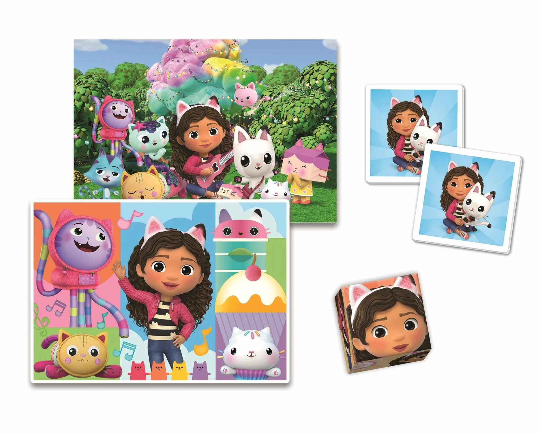 Clementoni Edukit 4 w 1 Gabby's Dollhouse - kolekcja gier dla dzieci w wieku przedszkolnym od 3 lat - w zestawie 2 puzzle, gra memo i puzzle, 18319