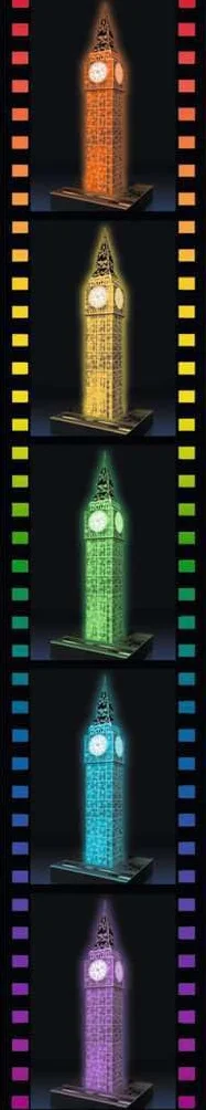 Ravensburger Puzzle 3D 12588 Ravensburger Big Ben 216 Elementów Puzzle 3D Budynki Nocą (12588) Dla Dzieci I Dorosłych. Technologia Easy Click - Każdy Element Pasuje Idealnie,Czarny,Taille Unique