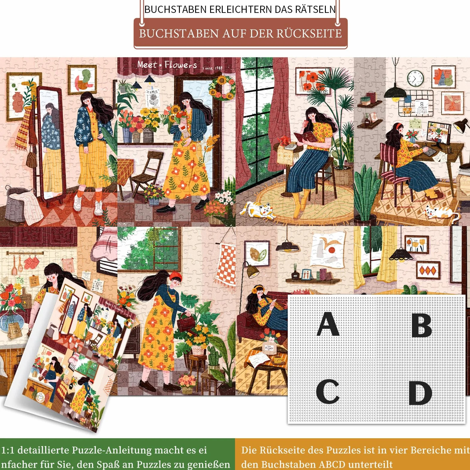 HUADADA Puzzle 1000 elementów puzzle 1000 elementów sklep z deserami dla dorosłych klasyczne puzzle prezent (relaksujący dzień)