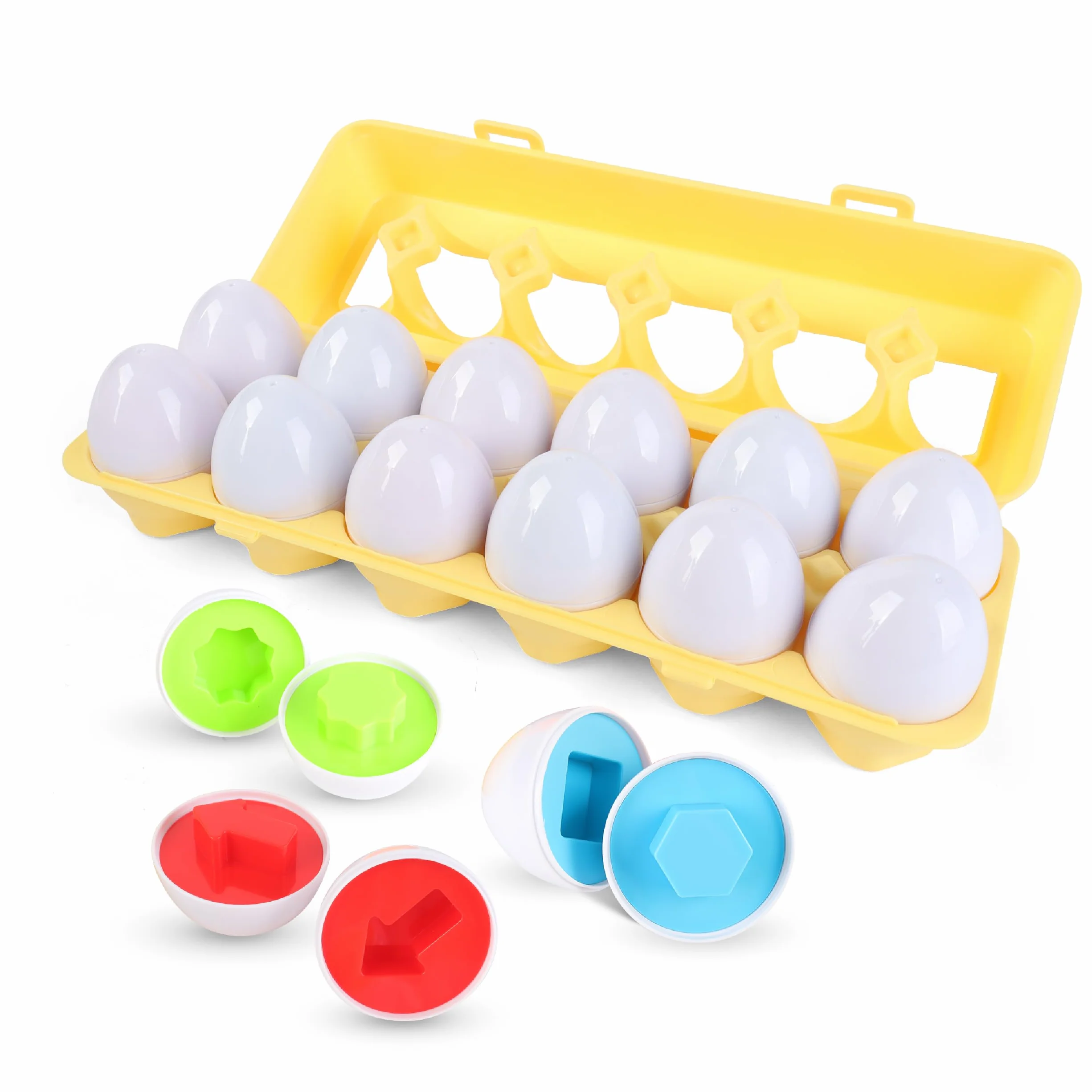SUPERBE BEBE Zestaw Montessori dla niemowląt i dzieci Różne jajka plastikowe pasujące do kształtów i kolorów, zabawka edukacyjna wczesna edukacyjna zabawka edukacyjna dla dzieci 3 lata przebudzenie