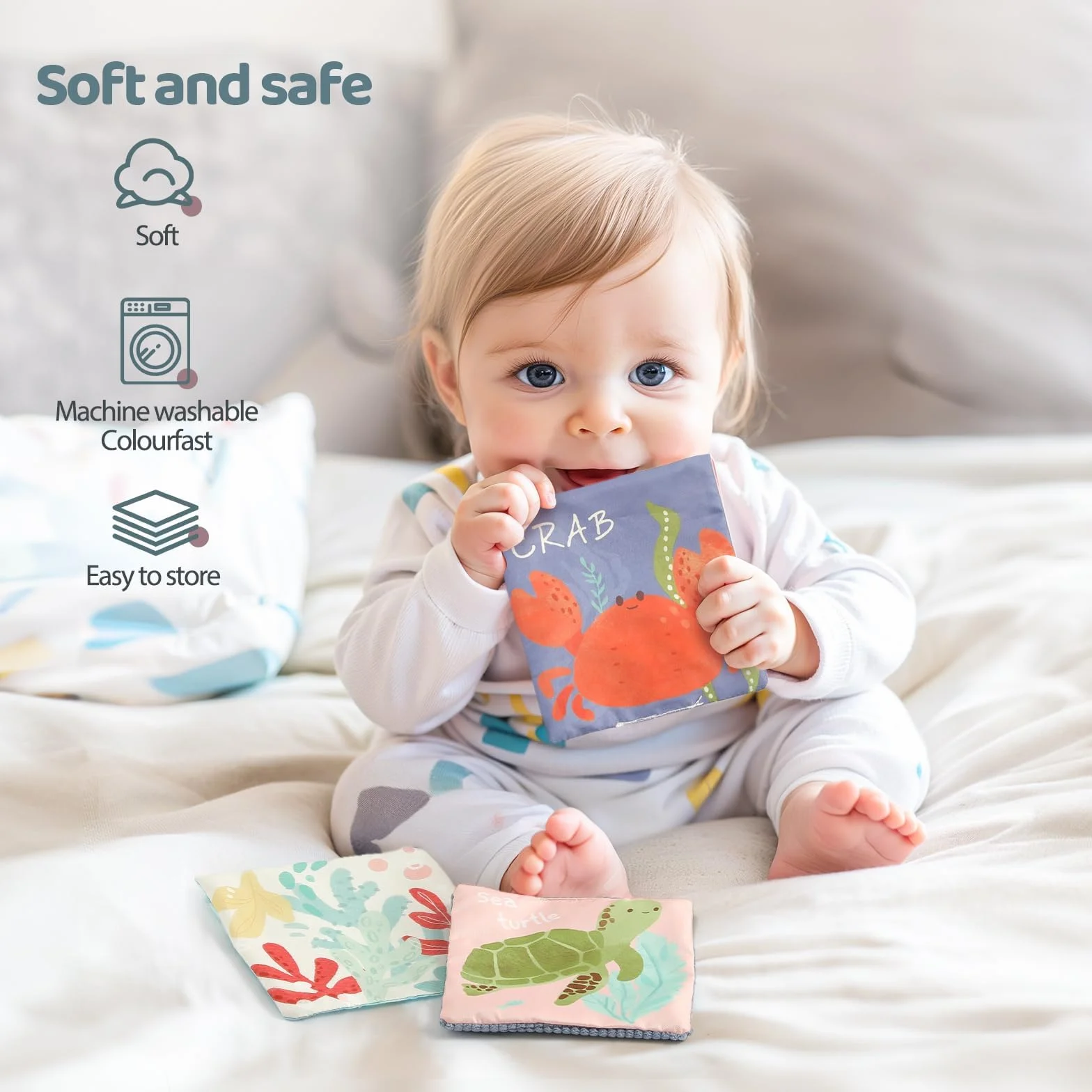 WOODEN TEETHER Zabawka pudełko chusteczek dla dzieci 6-12 miesięcy Montessori zabawka sensoryczna, wspiera sensorykę i motorykę, z lustrami, kolorami, teksturami, dźwiękami, zabawka edukacyjna dla