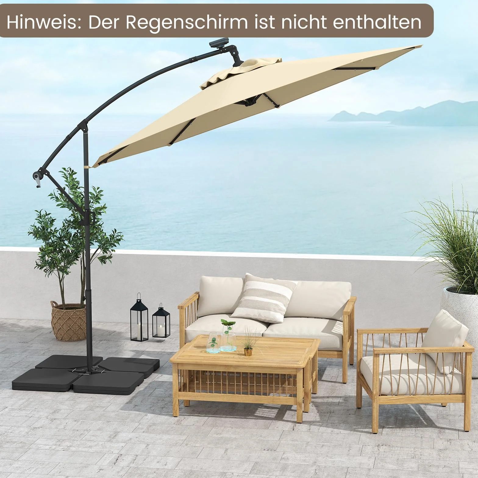 COSTWAY Stojak na parasol ogrodowy 60 l / 84 kg, podstawa 4-częściowa, do napełnienia wodą lub piaskiem