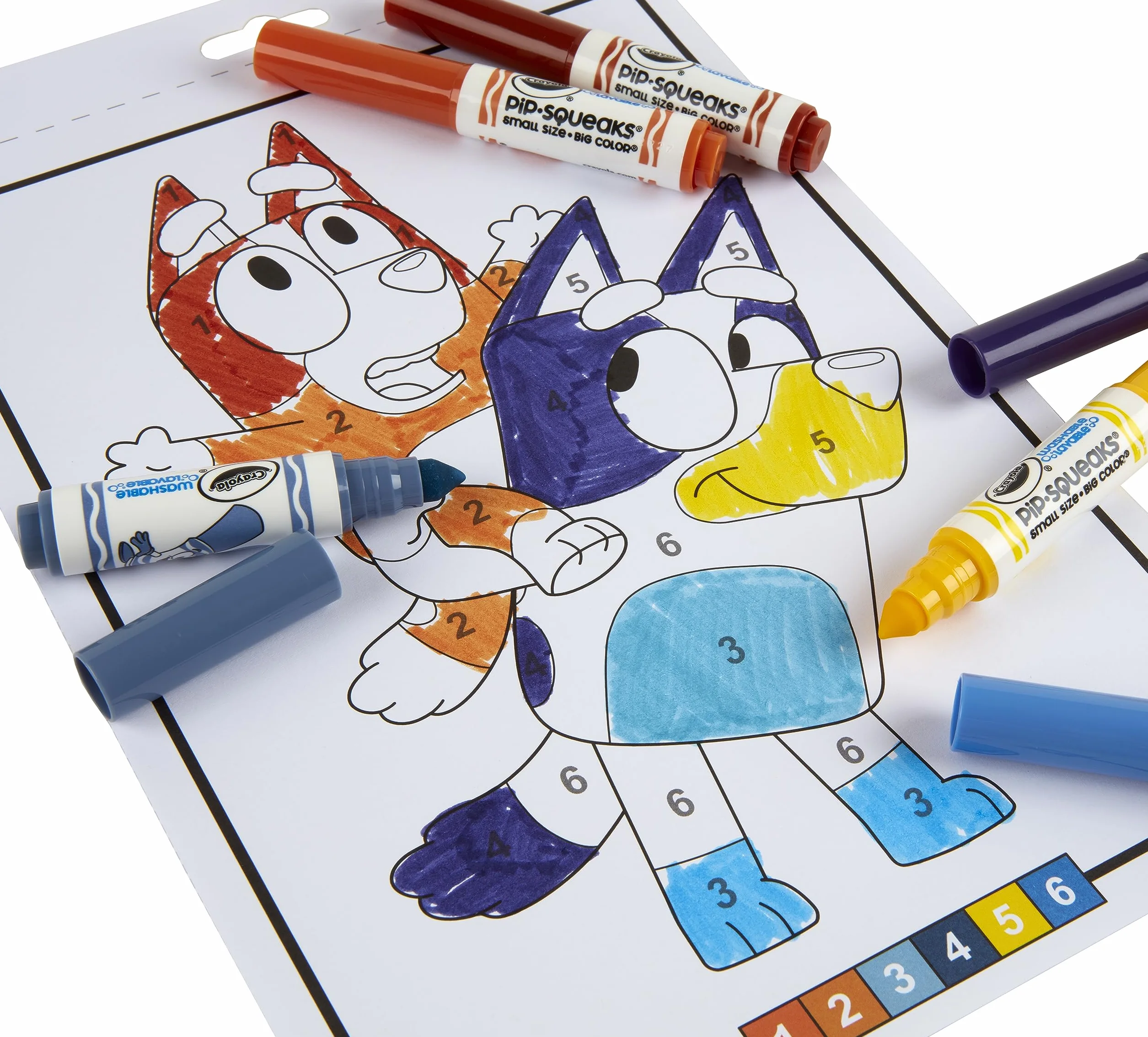 CRAYOLA Kolorowanie według numerów – niebieski (zawiera 16 kolorowanek i 6 minimarkerów) | edukacyjna zabawa w kolorowanie dla wczesnych lat, dla dzieci w wieku od 3 lat