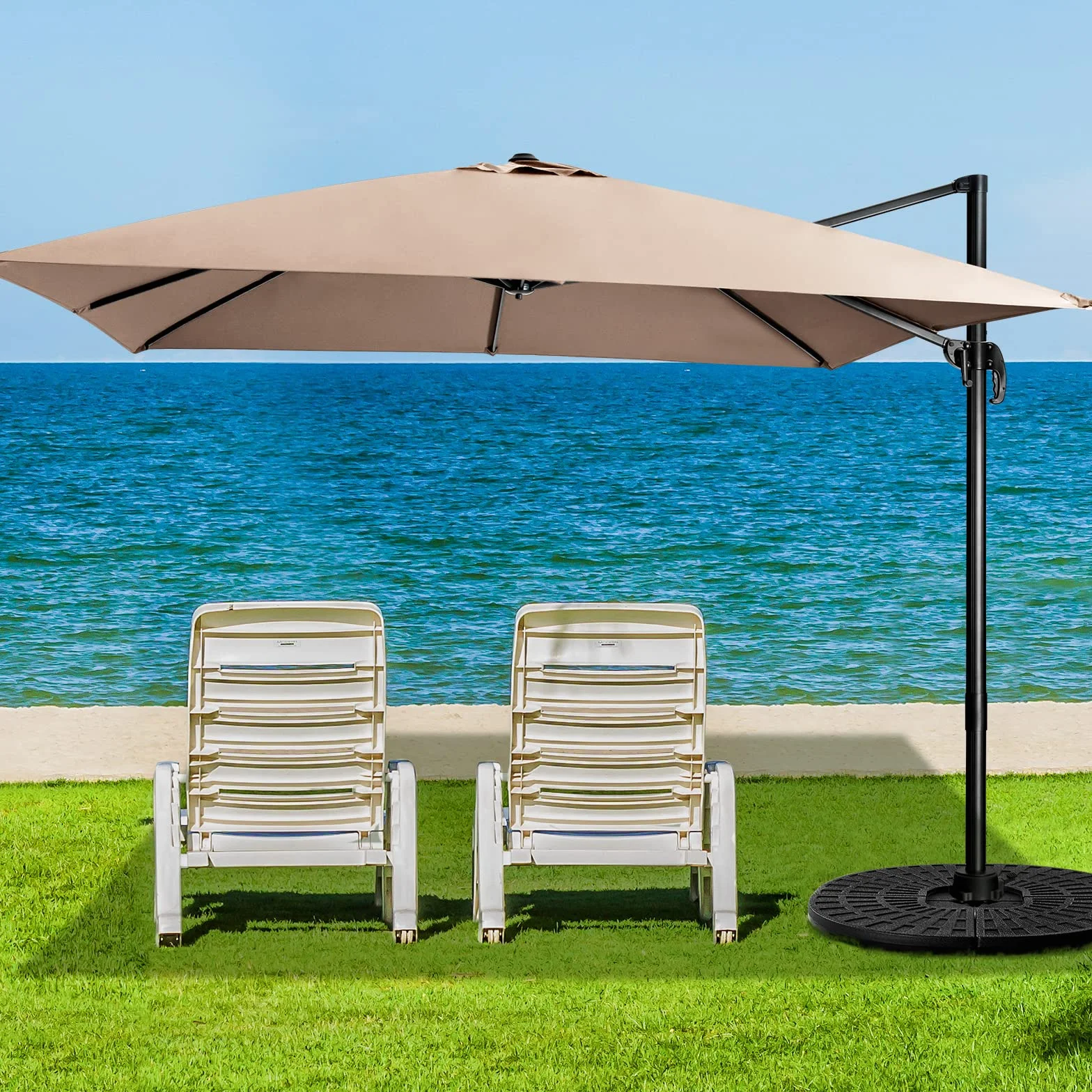 COSTWAY Parasol ogrodowy kwadratowy 300 x 300 cm z korbą obracany 360°