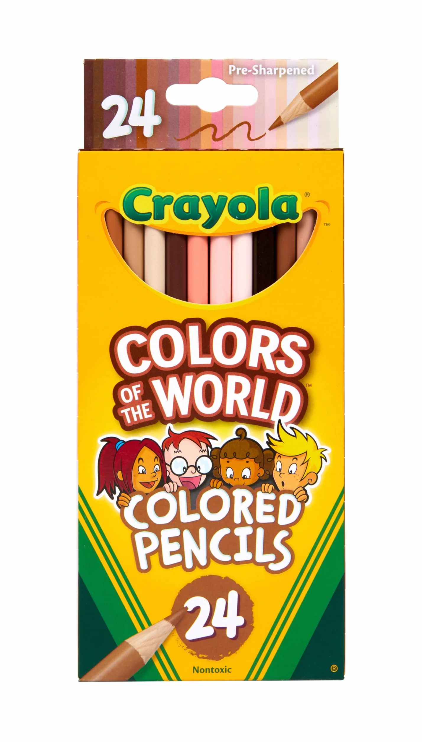 Crayola Colours of the World zestaw kredek do malowania skóry, dla dzieci w 24 odcieniach, dla dzieci z odcieniami skóry na całym świecie, zestaw do majsterkowania, od 3 lat