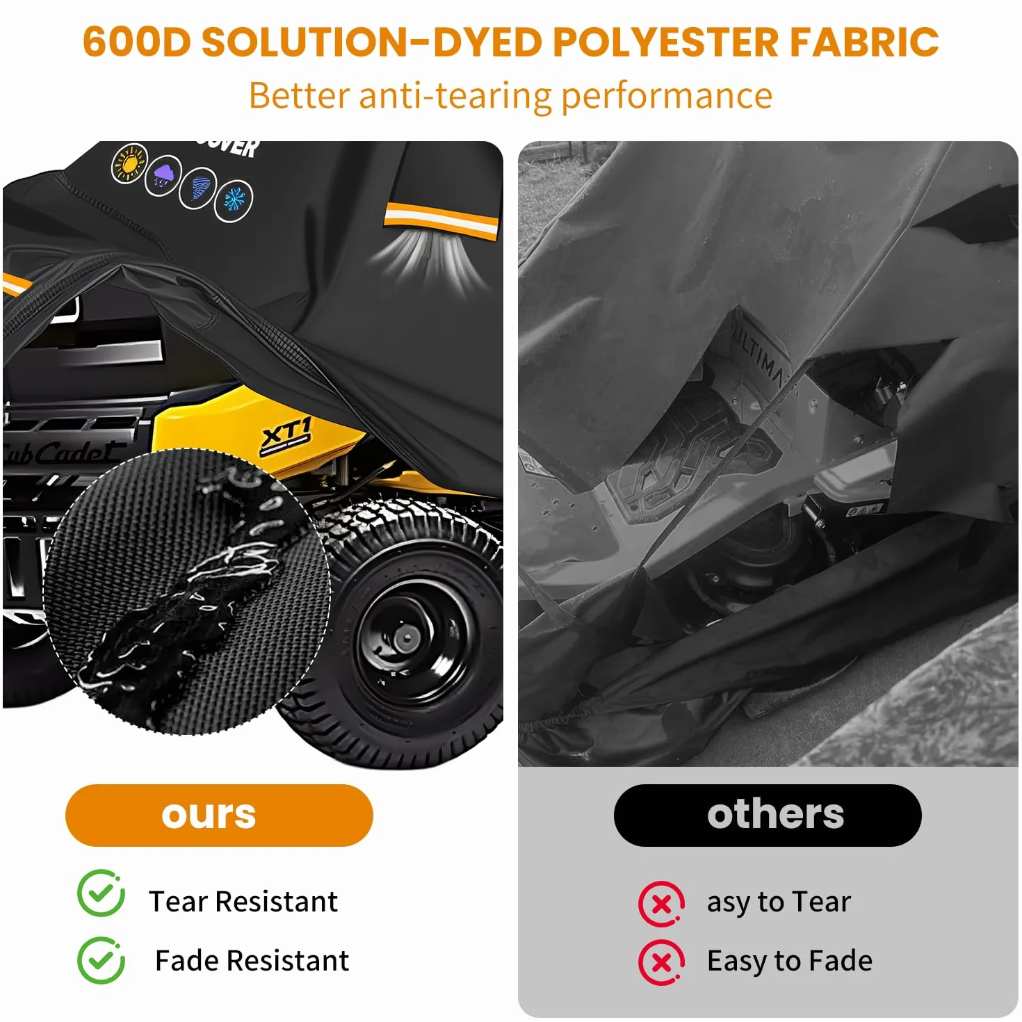 Pokrowiec na kosiarkę nasiadową 600D Oxford PU wodoszczelny Heavy Duty