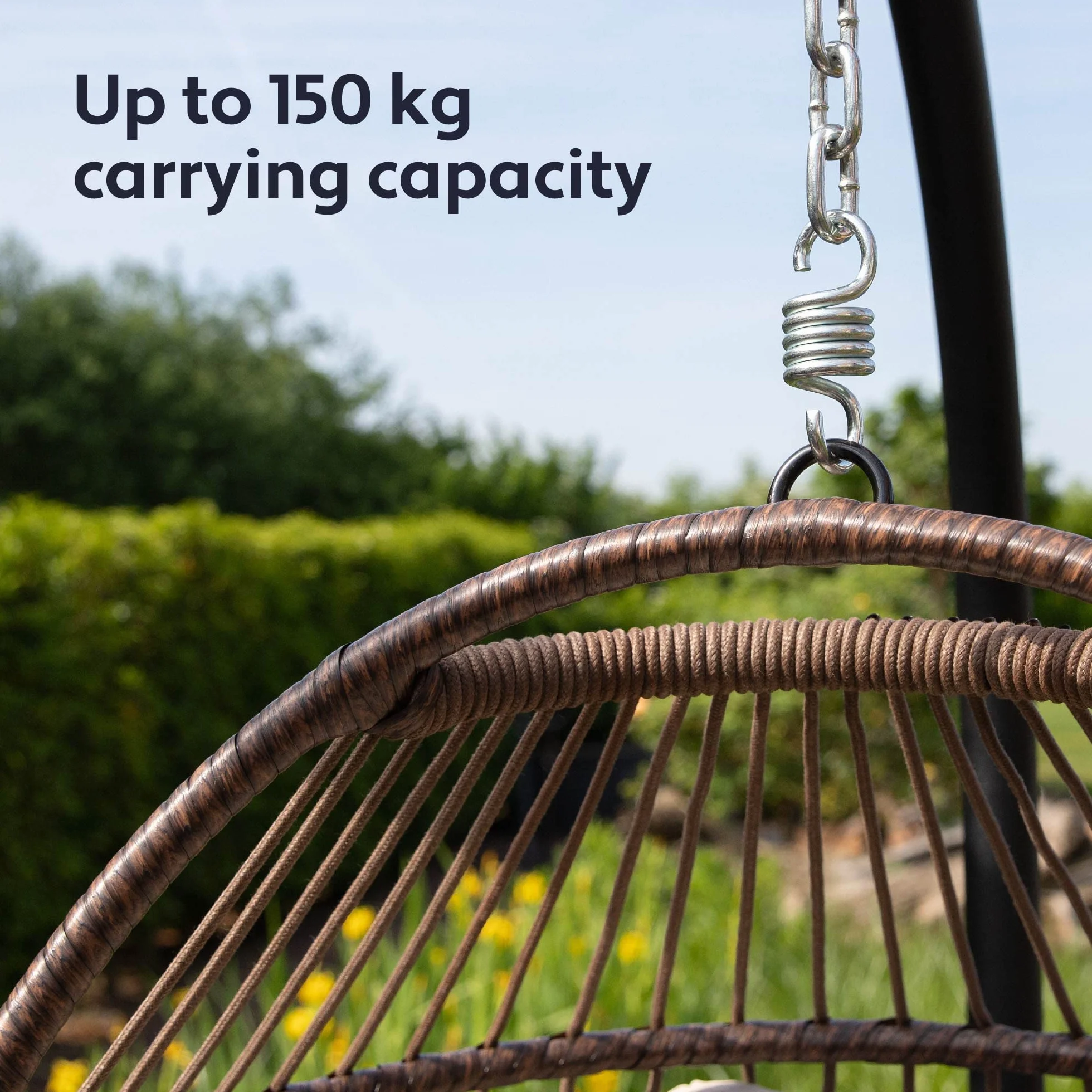 VITA5 Fotel Wiszący Rattanowy 150 kg Kremowo-Biały