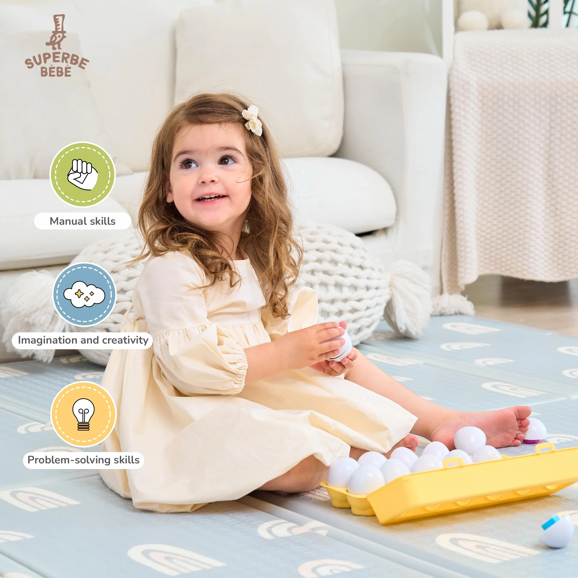 SUPERBE BEBE Zestaw Montessori dla niemowląt i dzieci Różne jajka plastikowe pasujące do kształtów i kolorów, zabawka edukacyjna wczesna edukacyjna zabawka edukacyjna dla dzieci 3 lata przebudzenie