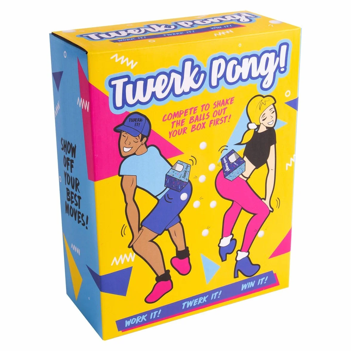 Fizz Creations Nowość gra Twerk Pong. Oryginalna rodzinna gra imprezowa Twerk. Zawiera 10 piłek do ping ponga, wstążkę i kartonowe pudełka. Twerk, aby wstrząsnąć piłeczkami ping ponga!