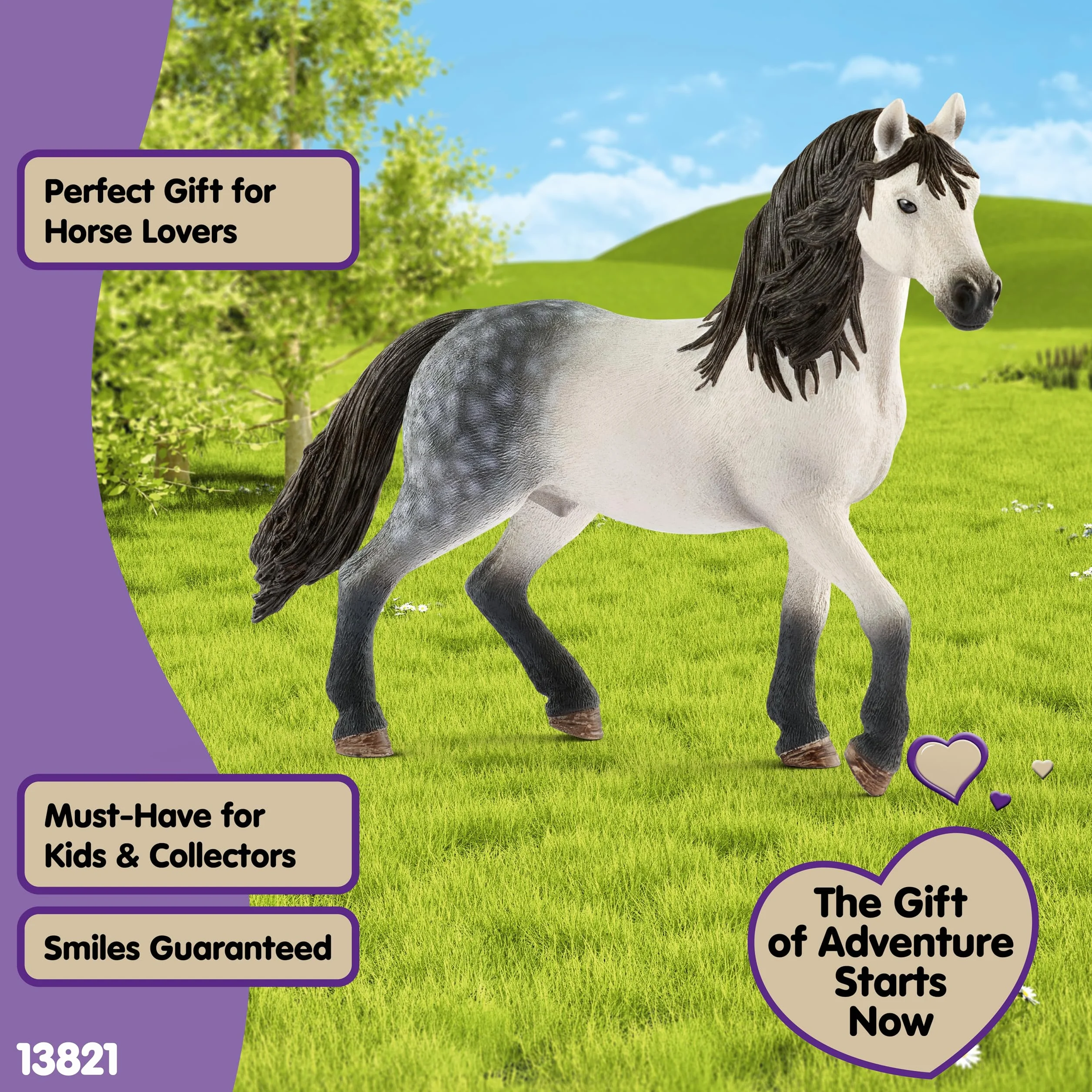 schleich HORSE CLUB | Ogier andaluzyjski 13821 | realistyczny koń schleich | idealny prezent dla dziewczynek i chłopców | zabawka z koniem schleich dla dzieci od 5 lat | 14 x 4 x 11 cm