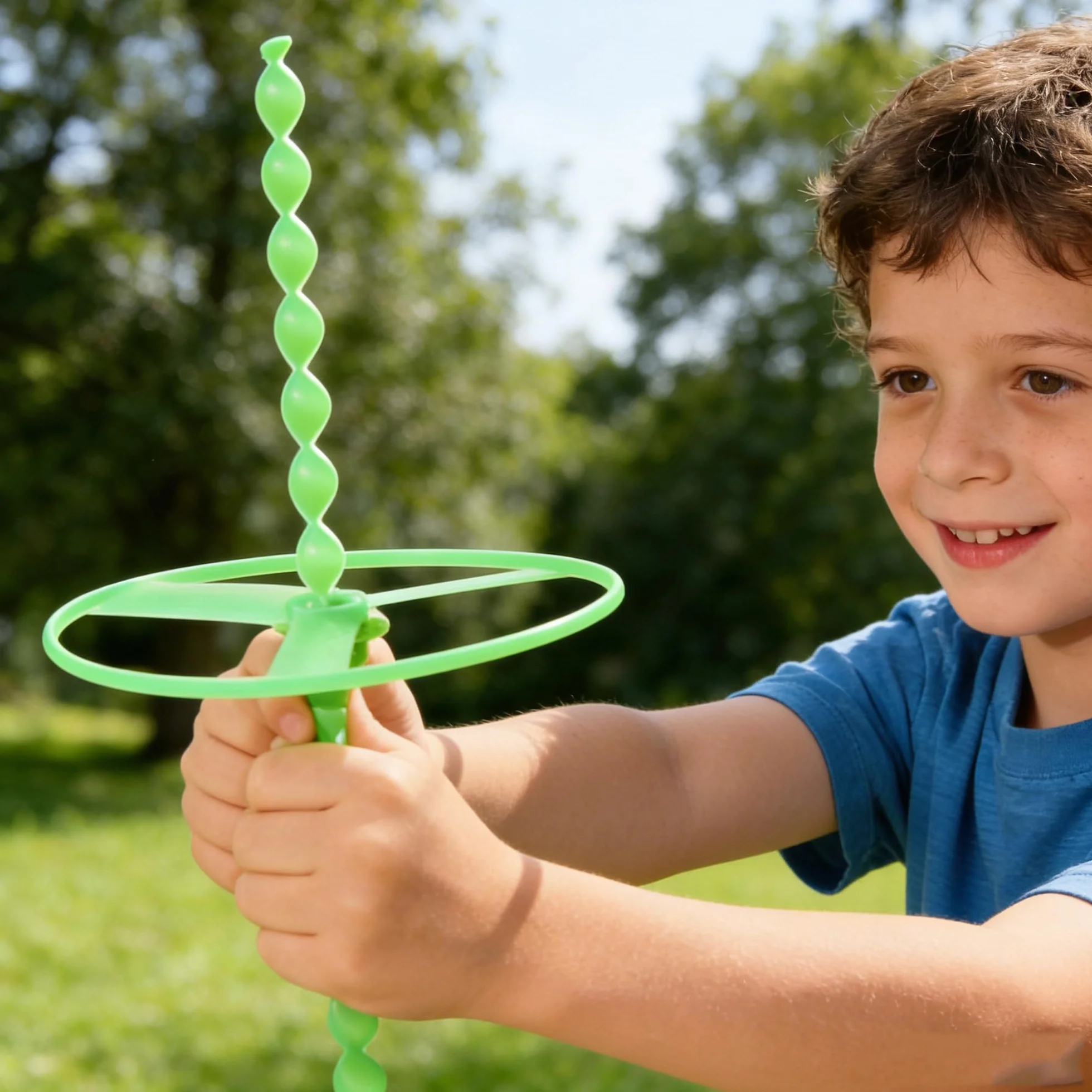 YUEMING 10 szt. Twisty Pull String Spodki, helikoptery wirujące latające dyski, zabawki edukacyjne dla dzieci (motyw ważki, losowy kolor)