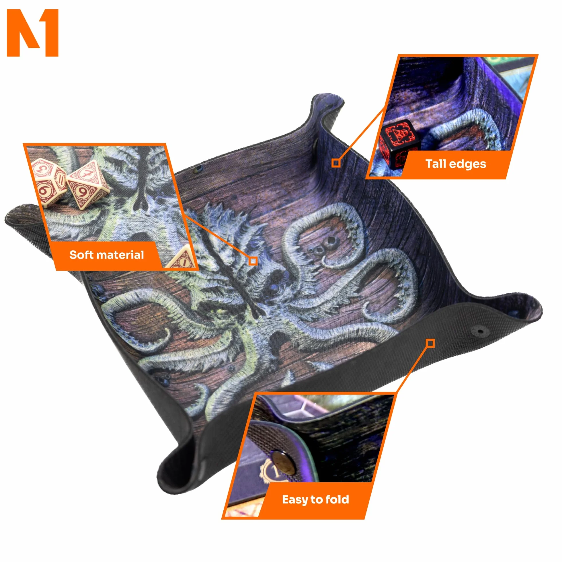 Tacka na kości - Dice Tray do gier planszowych i RPG kompatybilny z Song of Ice and Fire, Cthulhu: Death May Die, Arkham, Galakta: Posiadłość Szaleństwa - Kraken