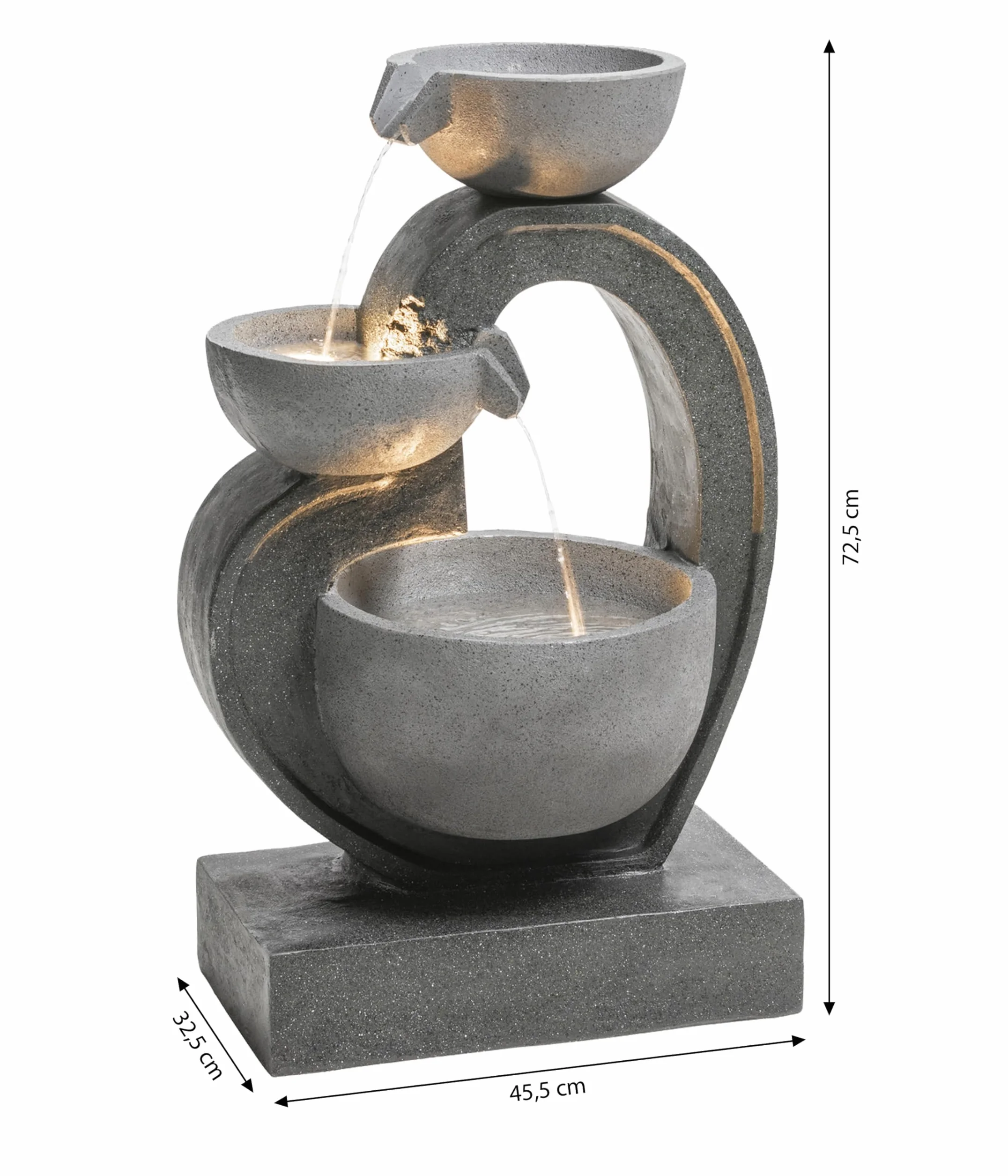 Dehner Fontanna ogrodowa Heart 72,5x45,5x32,5 cm żywica poliestrowa szara