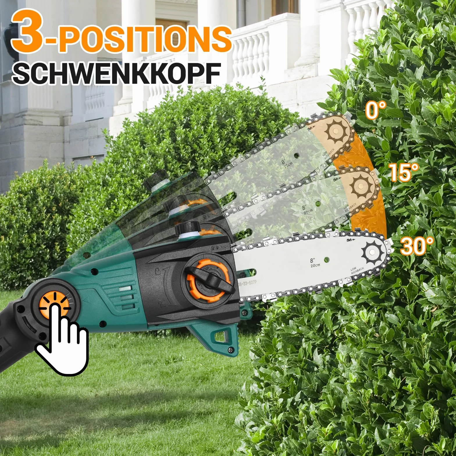TLGREEN Sekator Akumulatorowy 20V 4,0Ah Litowo-Jonowy, 24 cm Ostrze, 5 m/s Łańcuch, Ładowarka