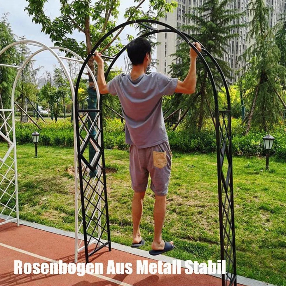 Generisch Łuk Ogrodowy Metalowy 180-380 cm Czarny Pergola z Cokołem Łuk Różany