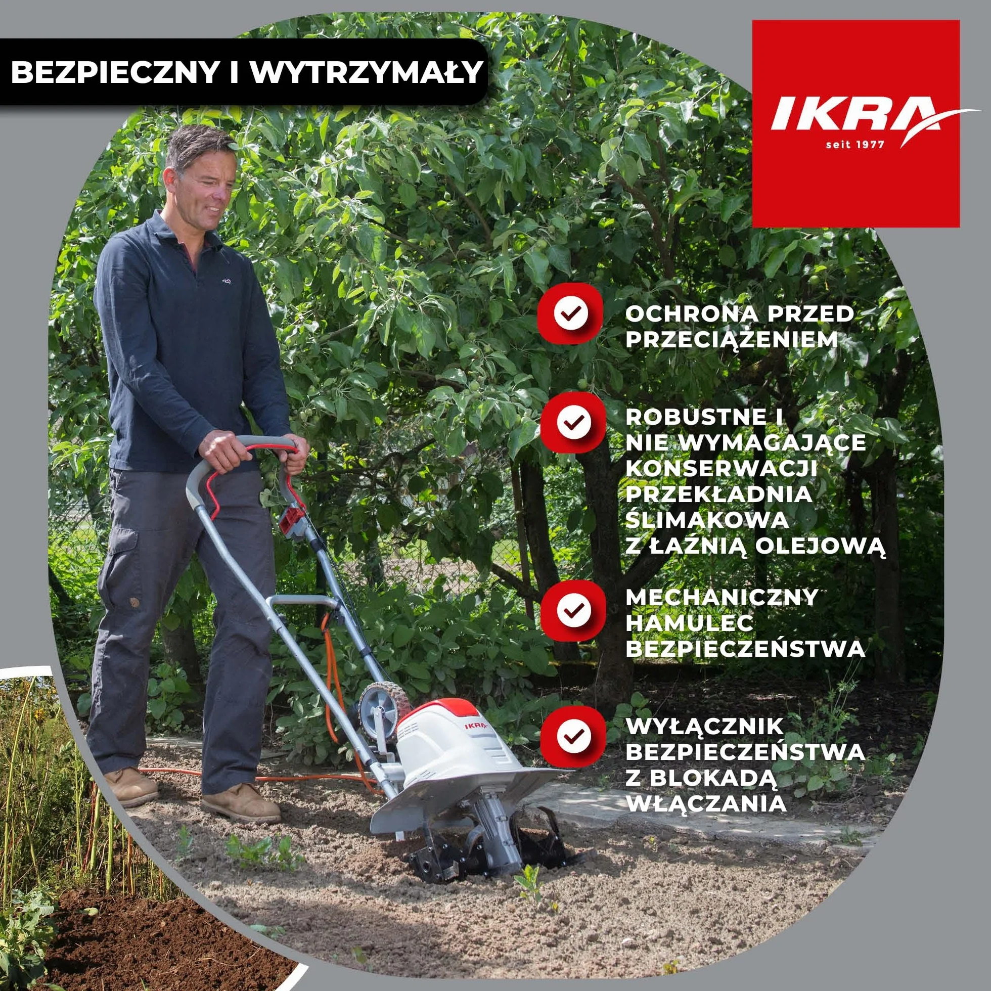 IKRA Glebogryzarka elektryczna FEM 1500 szerokość robocza 17-45 cm pług do mulczowania