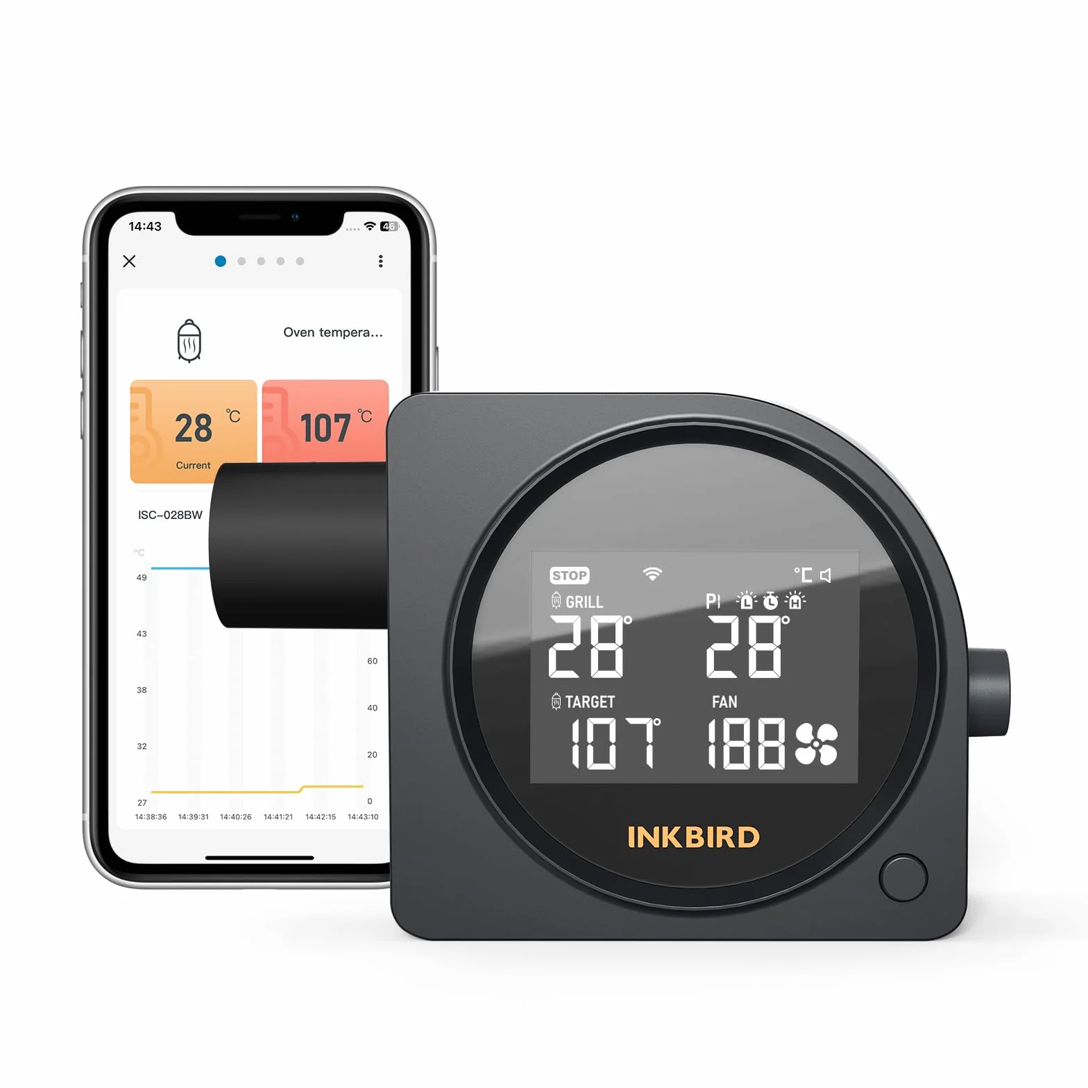 Inkbird Dmuchawa do grilla Wi-Fi 5G Bluetooth 5.0 regulator temperatury z 5 sondami automatyczny wentylator wędzarniczy