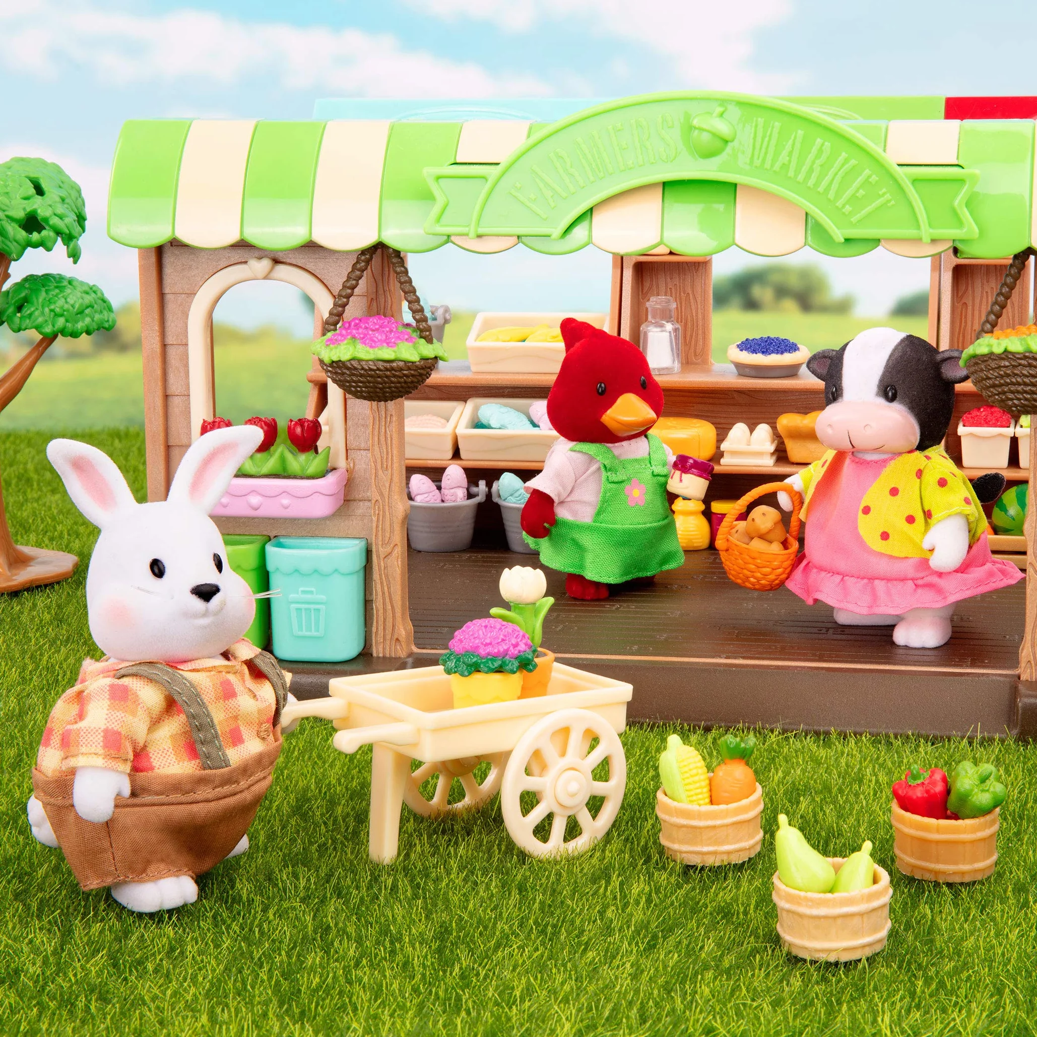 Li'l Woodzeez Rodzina królików Hoppingood - 5-częściowy zestaw zabawek z miniaturowymi figurkami zwierząt i bajką - zabawki i akcesoria dla dzieci w wieku od 3 lat