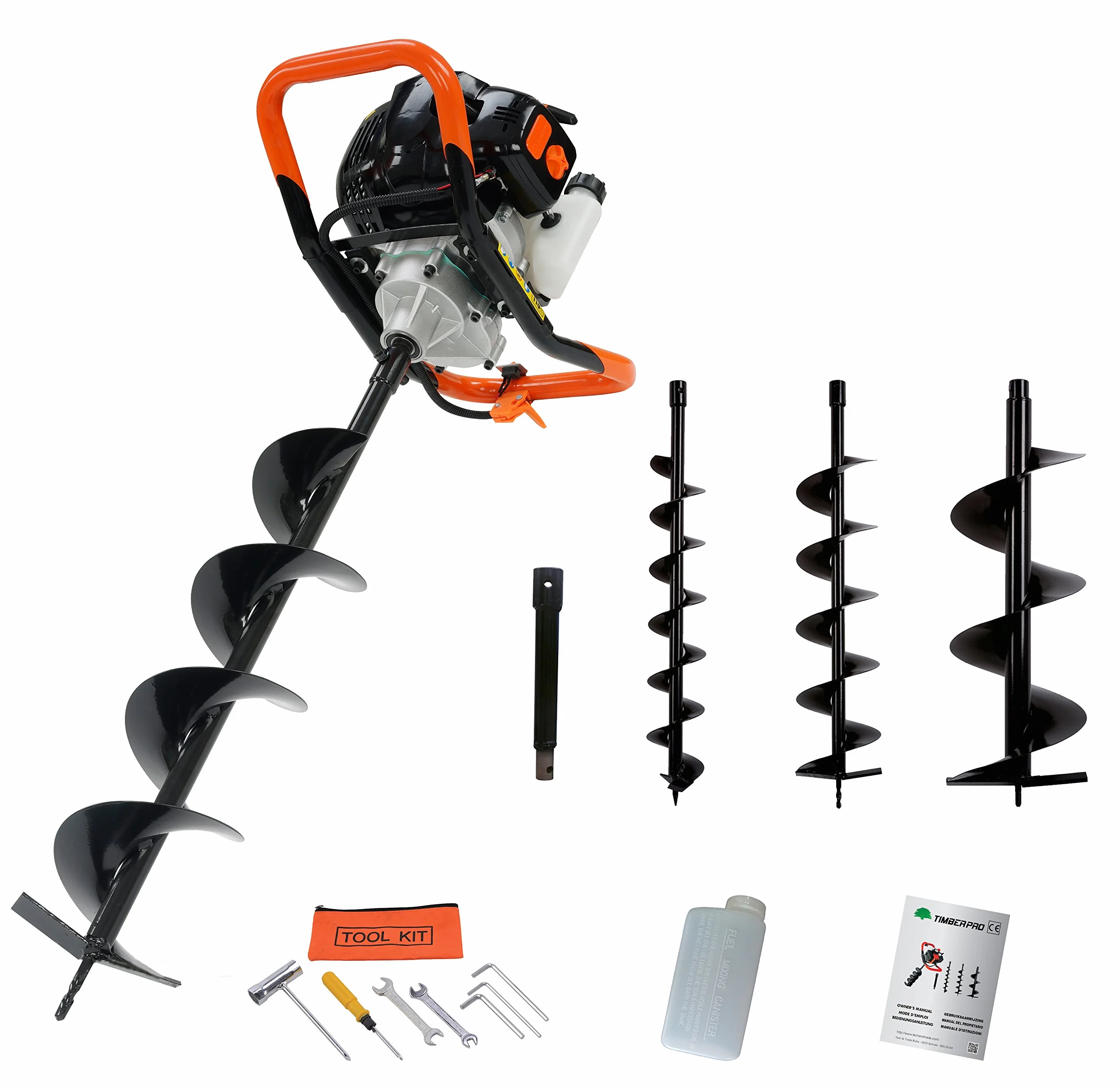 Benzynowy świder ziemny 52CC wiertarka gruntowa 10 cm 15 cm 20 cm przedłużenie