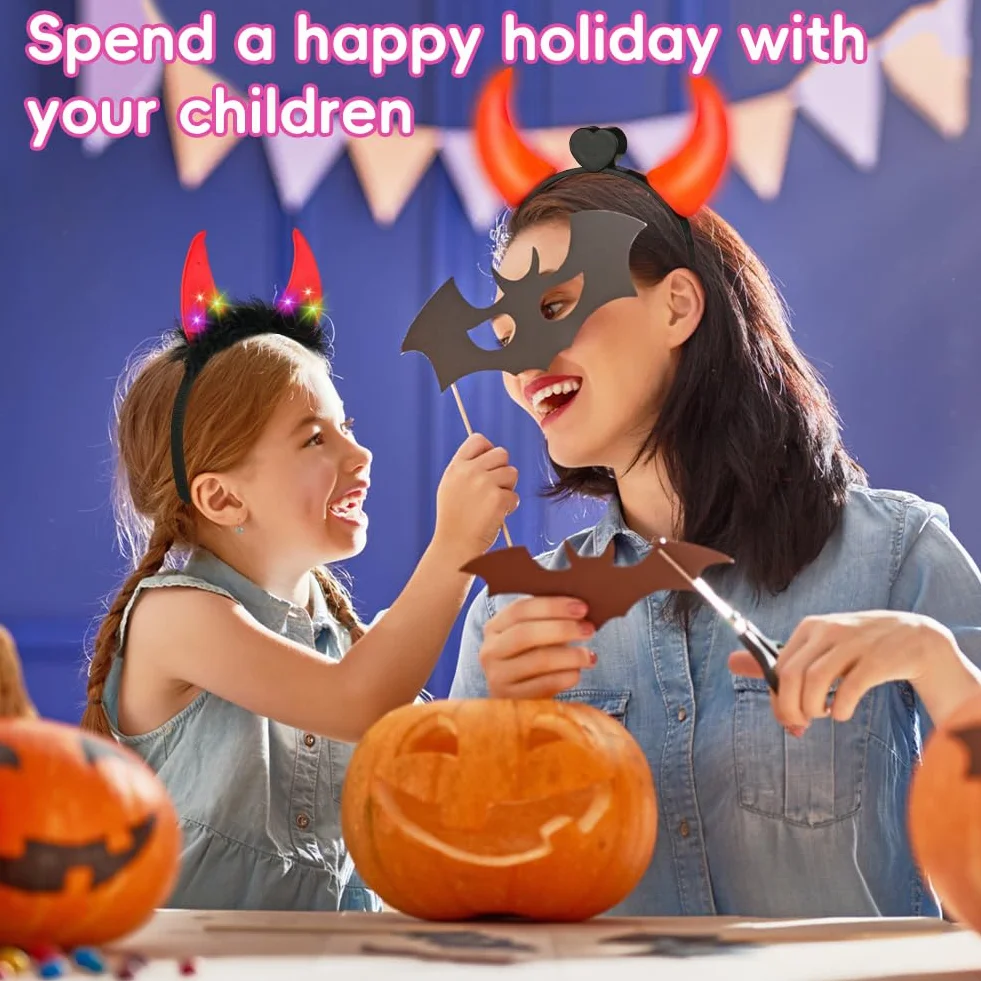 Opaska na głowę z rogami diabła świecąca w ciemności akcesoria Halloween