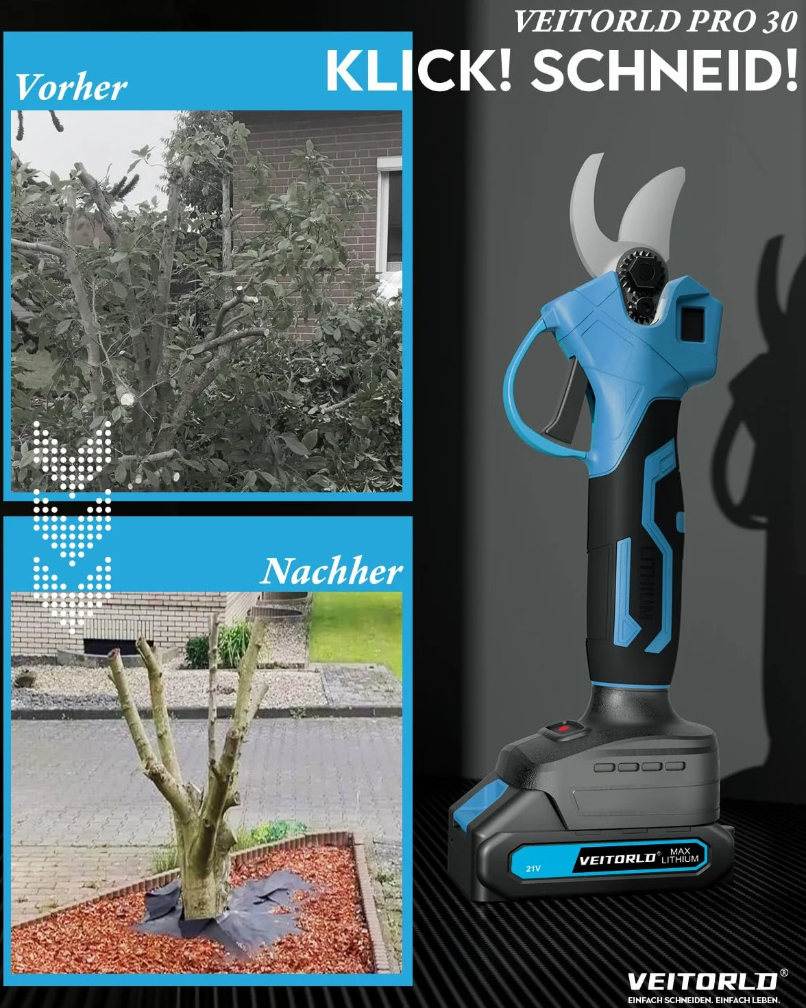 Makita 18V Akumulatorowe Nożyce do Gałęzi 30 mm Bezszczotkowy Sekator 2x2000 mAh