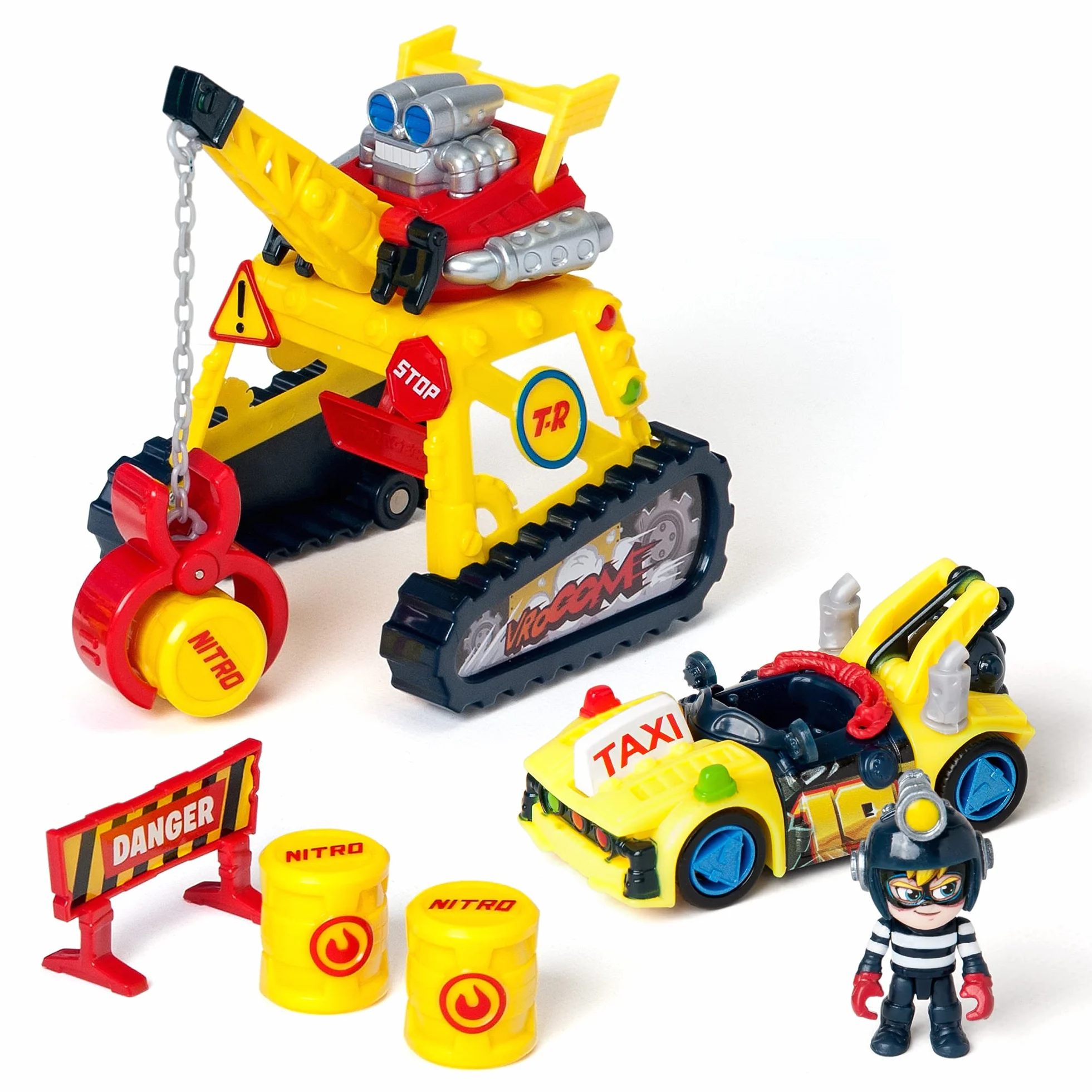T-RACERS Turbo Crane – Dźwig ze szczypcami, ekskluzywny kierowca i auto oraz akcesoria. Tor dla zabawkowych samochodów.