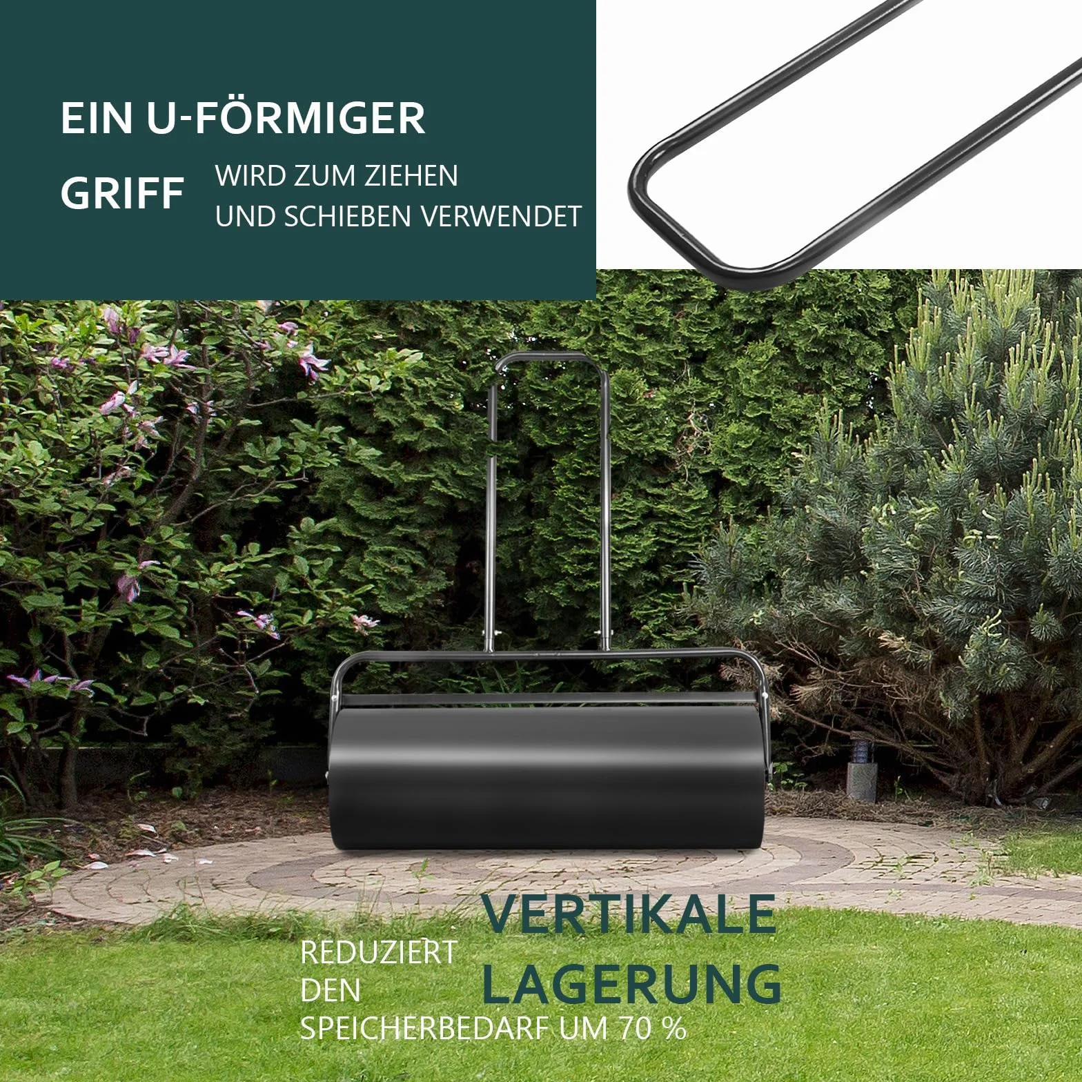 COSTWAY Walec do trawnika napełniany wodą lub piaskiem 63 l Ø 30 cm x 90 cm metalowy